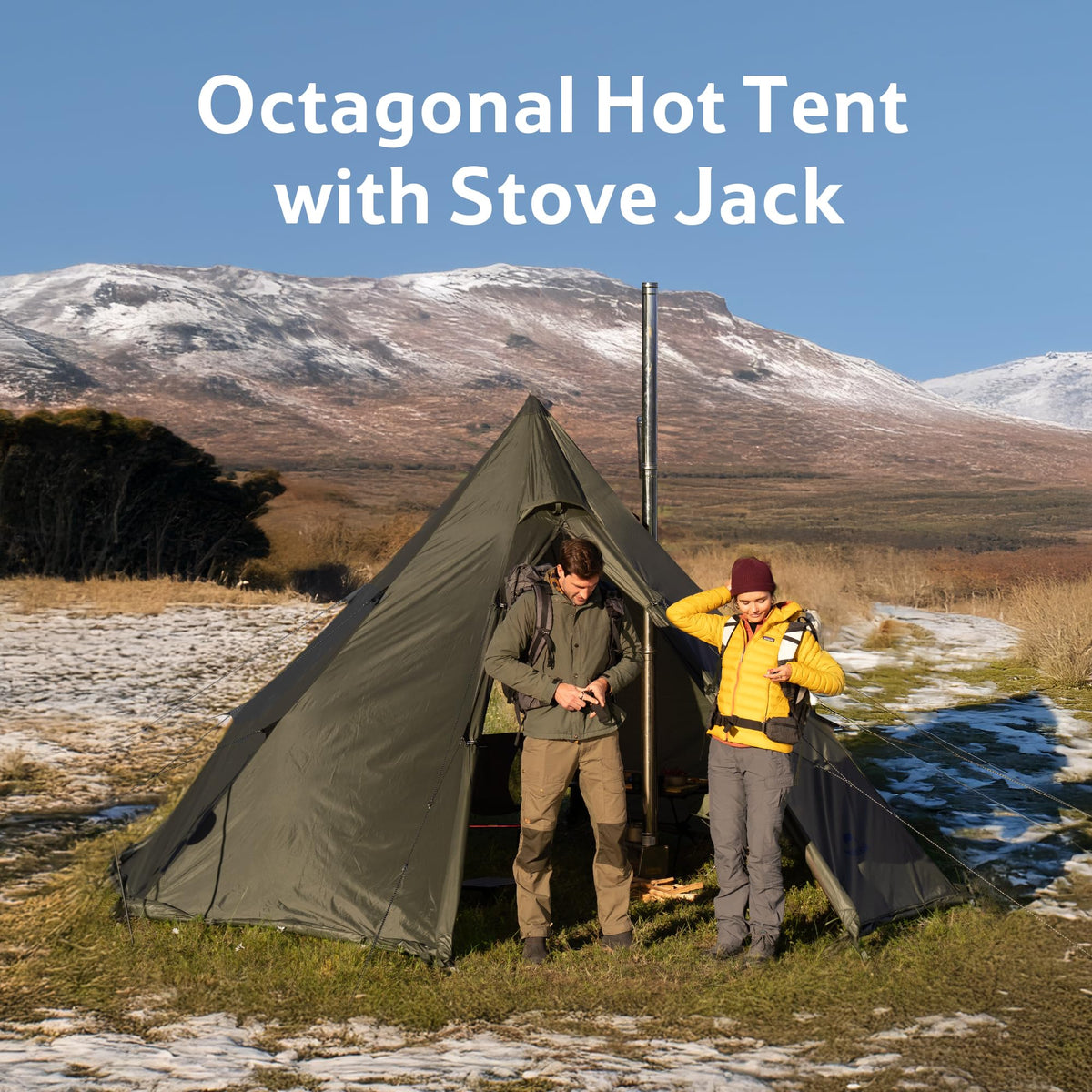 Naturehike Ranch Fire Teepee Tent, Hot Tents with Stove Jack, 4-6 Person Waterproof Windproof 4 Season Tent, Cold Weather Winter Tents for Camping