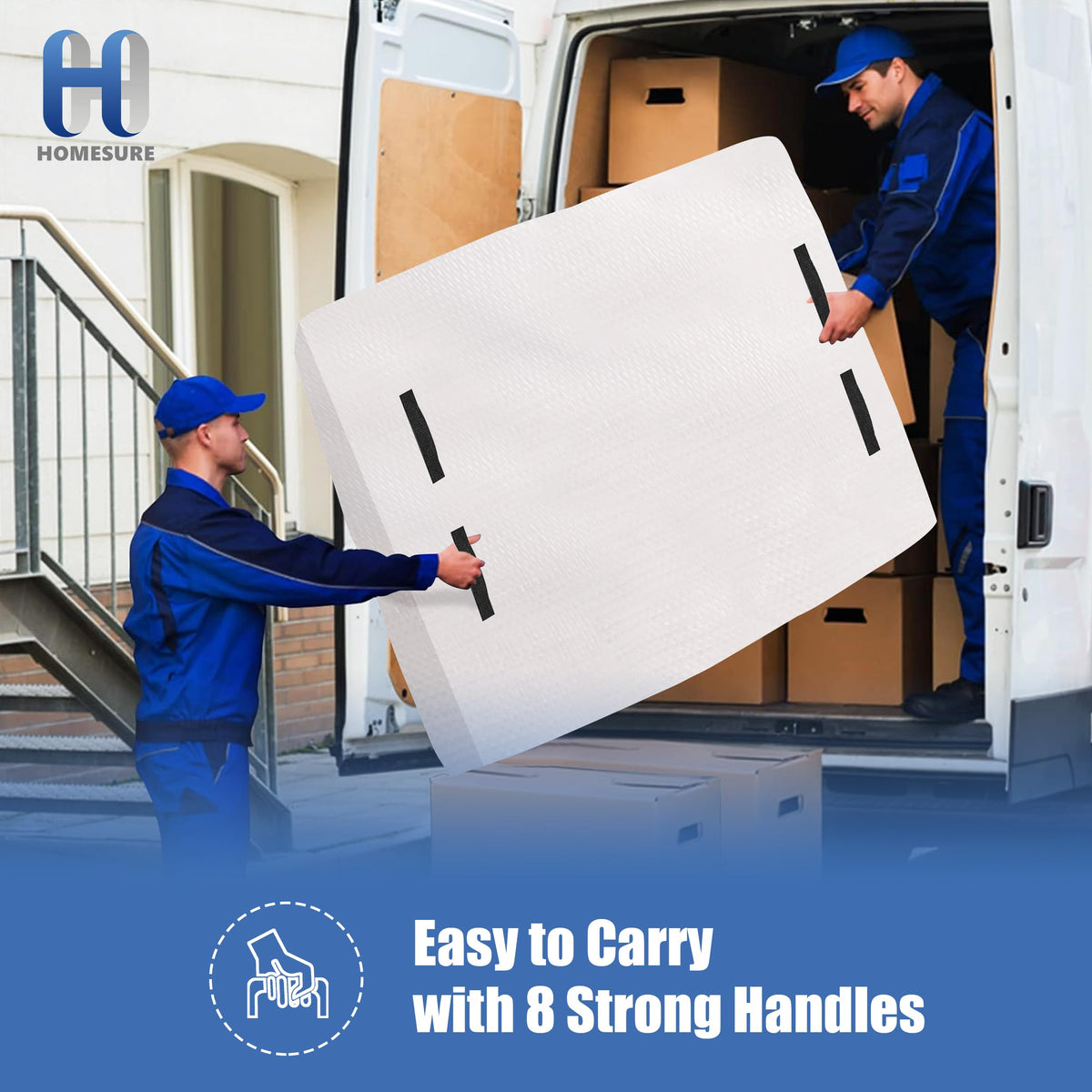 HOMESURE Mattress Bags for Moving and Storage with 8 Handles - Mattress Cover for Moving - Heavy Duty, Strong Zipper Closure, Moving Supplies & Moving Bag - Semi-Transparent, Queen