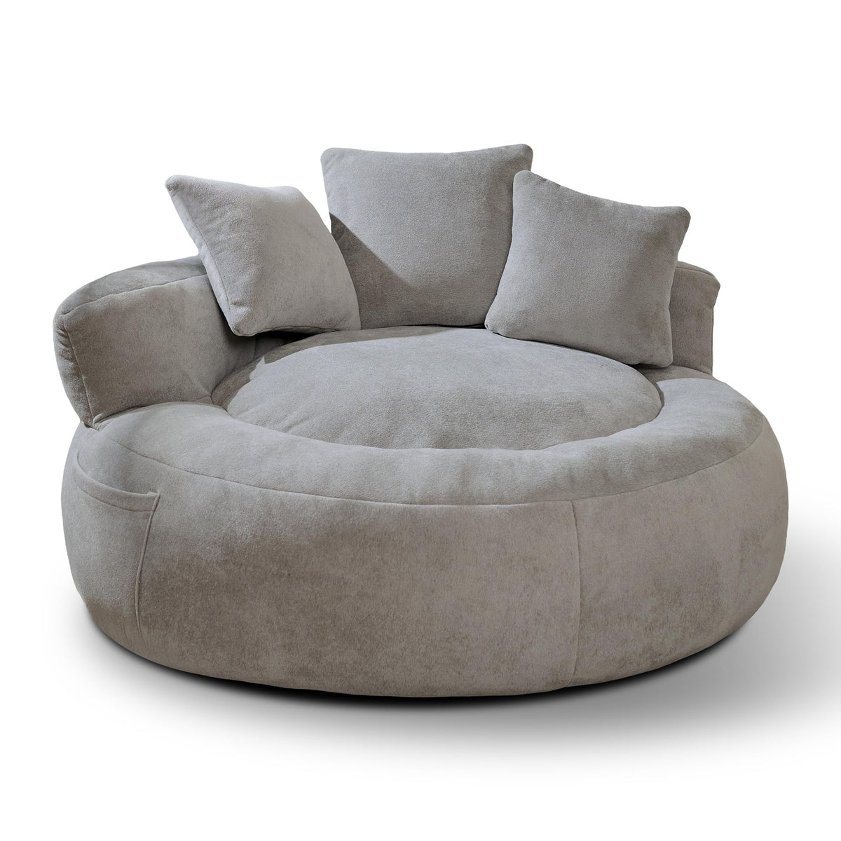 Lyon Sence Bean Bag Chair, Big Beanbag Chairs with 3 Pillows, Oversized Bean Bag Chair for Living Room, Large Beanbag Chairs for Teens Adults (Faux Fur in Light Gray, 52" D×52" W×21.2" H)
