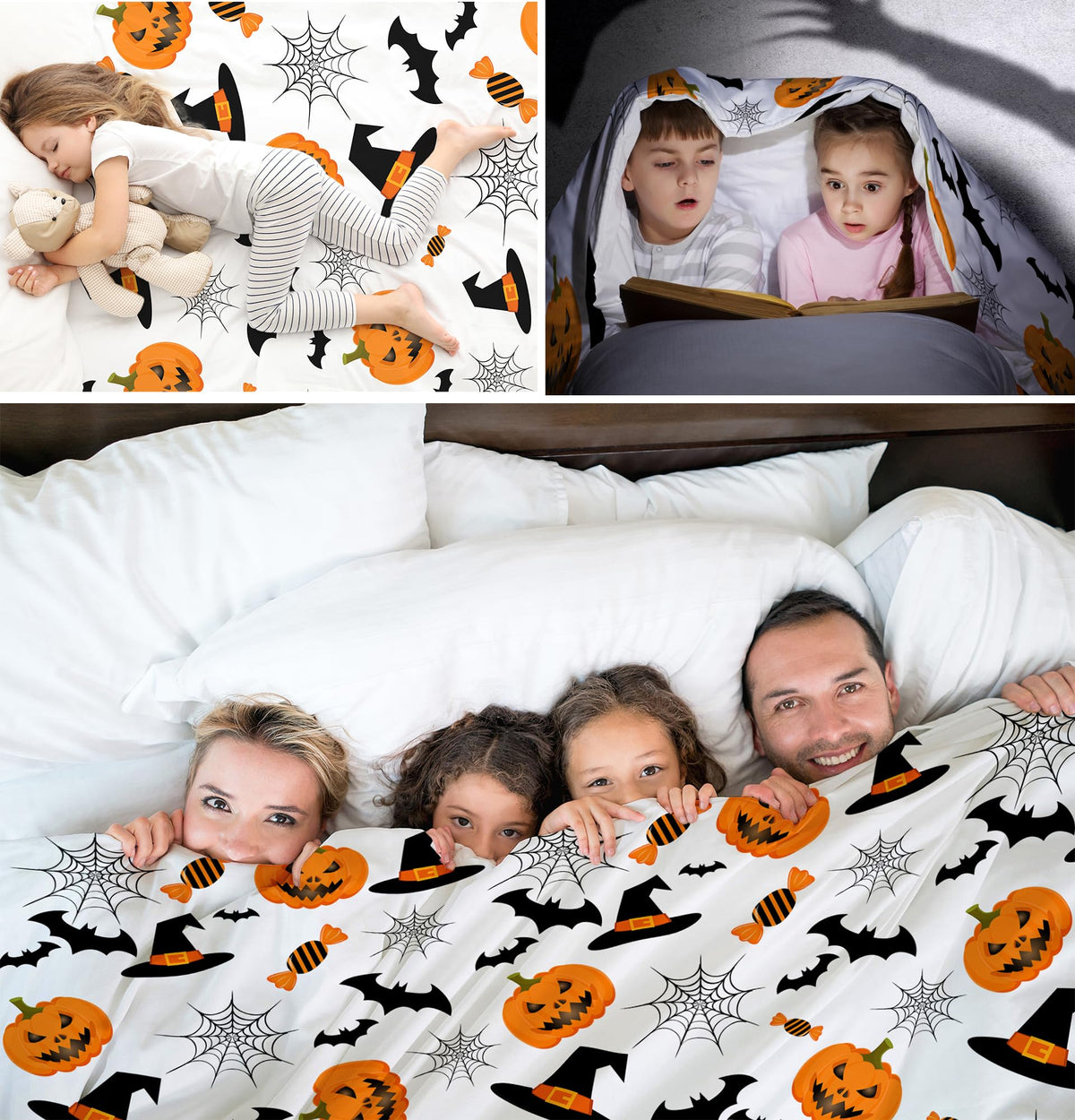 ARESD Halloween Blanket Throw Pumpkin Spider Webs Candy and Black Cats Print on Fleece Flannel Blanket for Sofa Bed Couch Chair Halloween Decorations 50X60 Inches