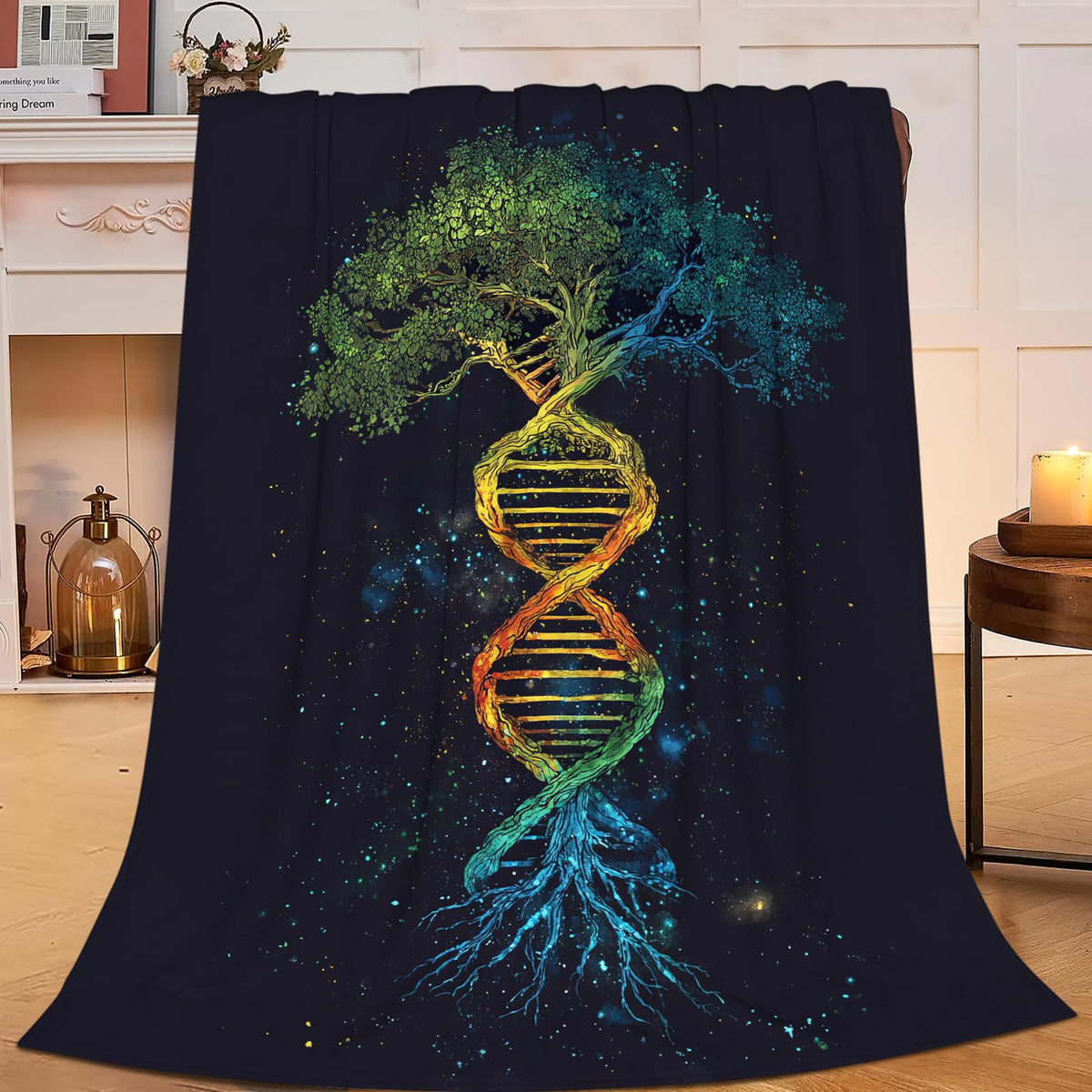 Dynova Tree of Life Blanket Cozy Plush Galaxy DNA Throw Blankets Fuzzy Flannel Fleece Gifts for Girls Boys Women Men Decor 50"X40"