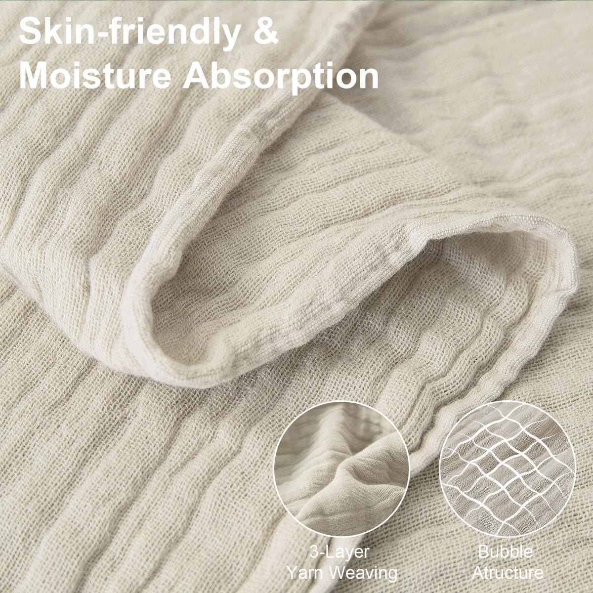 Yoenillo Cotton Muslin Throw Blanket with Tassels, Lightweight Woven Gauze, Pre-Washed Breathable Farmhouse Decor for Bed, Couch, All-Season Use (Beige, 50" x 60")