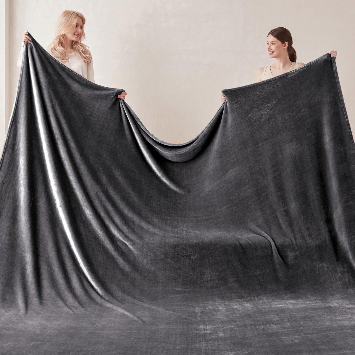 COOVA Oversized King Fleece Blanket 120x120 inches, Soft Cozy Warm Giant Extra Large 10'x10' Blanket for Bed, Sofa, Couch,Travel, Camping, California Huge Flannel Big Throw Blanket, Dark Grey