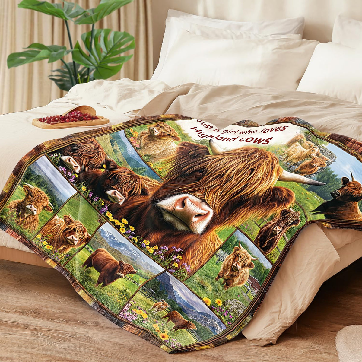 Highland Cow Blanket Highland Cow Decor Cozy Animal Throw Super Soft Plush Flannel Fleece Blanket Gift for Kids Adults Men Women Ultra Warm & Lightweight Flannel, 50"X40"