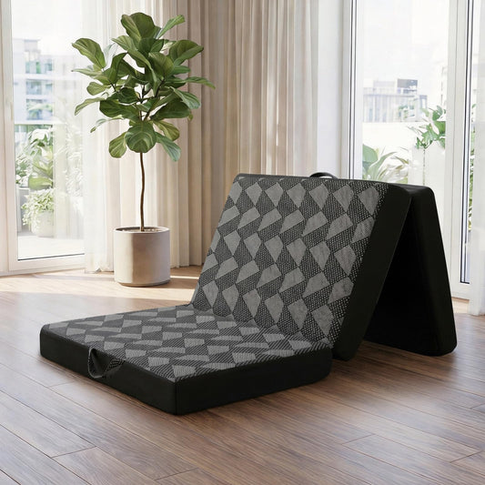 Tri Folding Mattress Twin Size - Memory Foam Tri-fold Mattress, Handle & Non-Slip Bottom, Portable Foldable Sofa Bed Floor Chair for Travel RV Camping Guest Yoga - 4 Inch, 75" 38"x4"