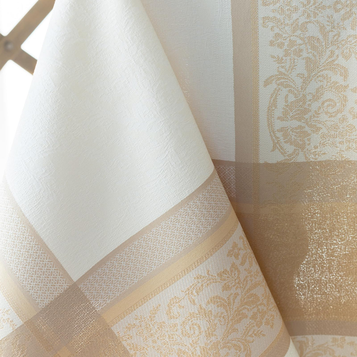 Benson Mills Heavyweight Jacquard Fabric Table Cloth with Gold Metallic Accents, Décor for Everyday, Parties, Holiday, Thanksgiving, and Christmas Tablecloth (Grandeur Glow, 60" x 104" Rectangular)