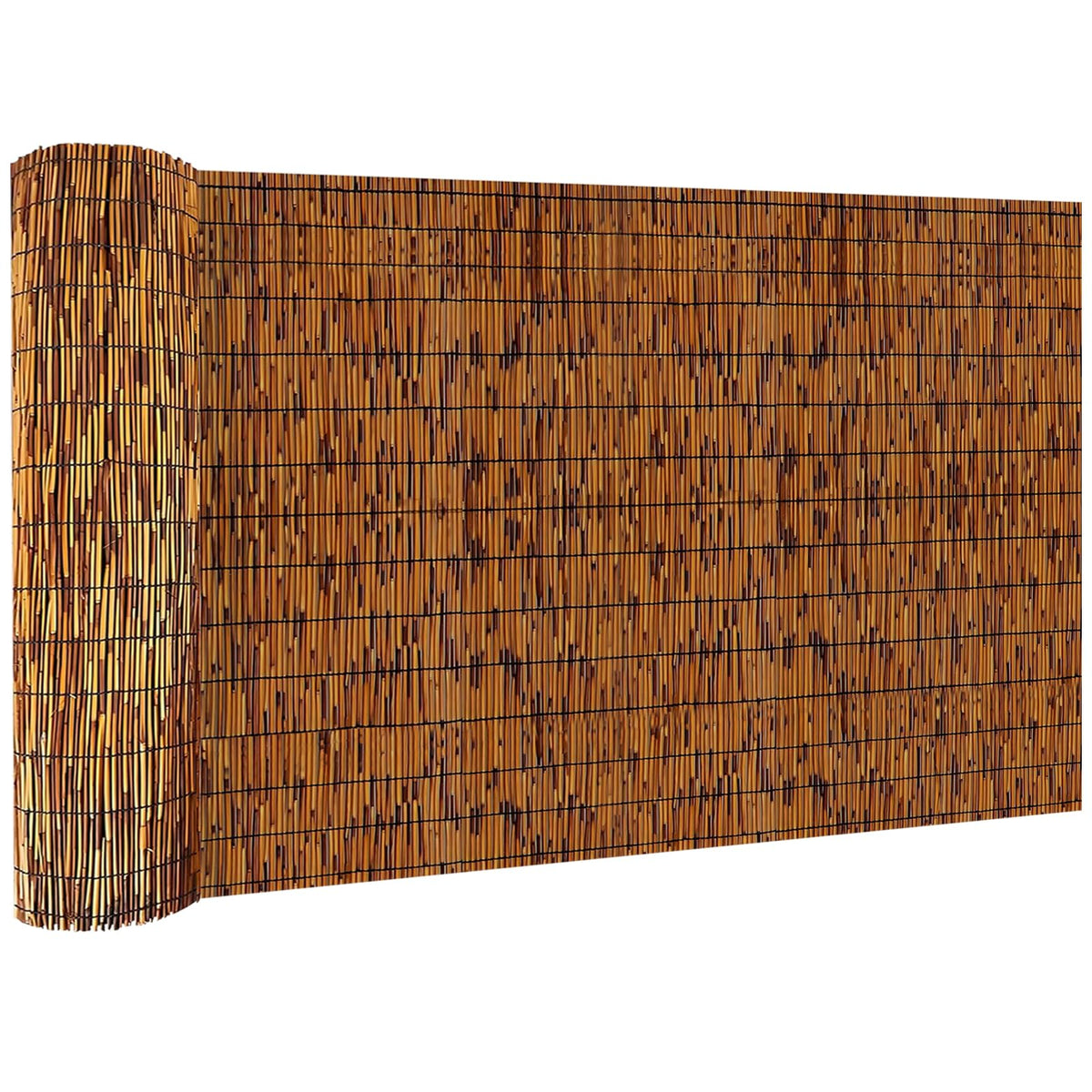KOIUEYW Bamboo Reed Fencing, Light Russet Bamboo Fence Rolls 6 Feet High, Decorative Privacy Screen Reed Curtains for Patio Balcony Garden Backyard Outdoor, 6 x 16 FT