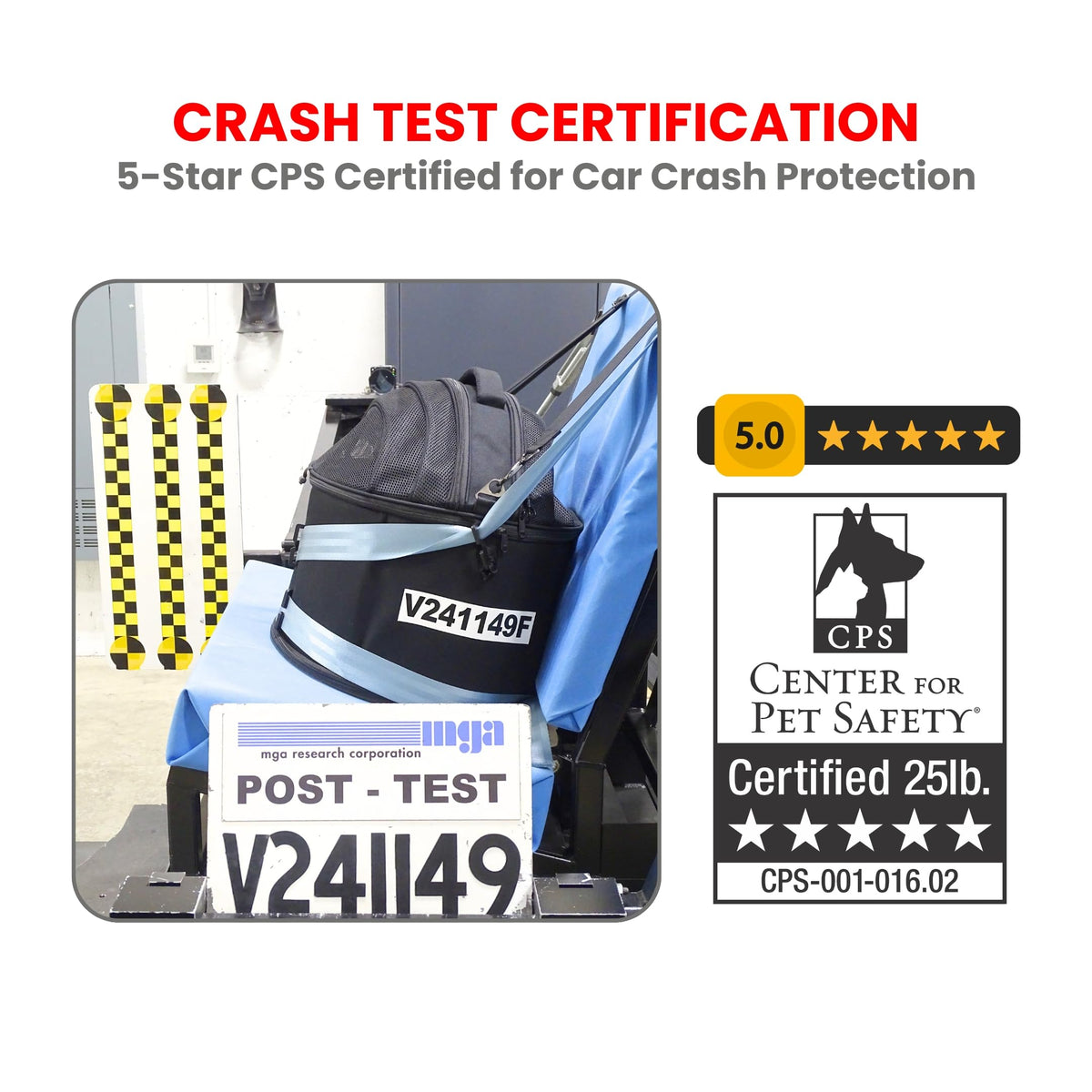 PawsInCar Crash-Tested 3-in-1 Portable Small Dog Car Seat, Cat Bed & Pet Carrier – CPS Certified for Crash Protection & Safe Travel