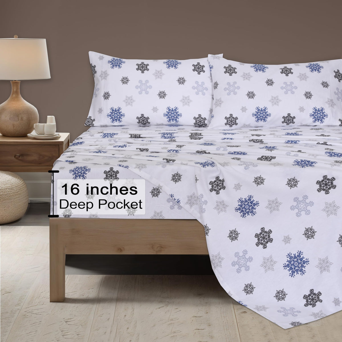 ZOYER Flannel Sheets Twin Size - 100% Cotton Double Brushed Twin Sheets Set, Deep Pockets 16 Inches, All Seasons Breathable & Extra Soft Bed Sheets, Warm & Cozy, 3 Piece, White Snow