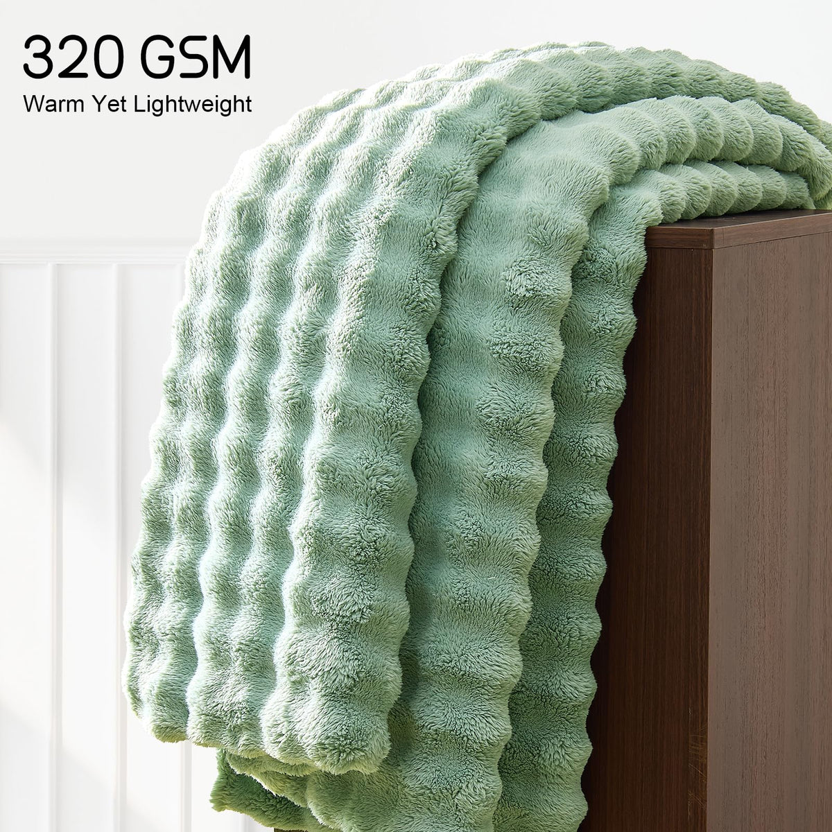 Lotus Karen 3D Bubble Fleece Blanket - Ultra Soft Fluffy Sage Green Throw Blanket for Couch, Lightweight Cozy Throw for All Season, Adults Women Kids(Sage Green, 50"x60")