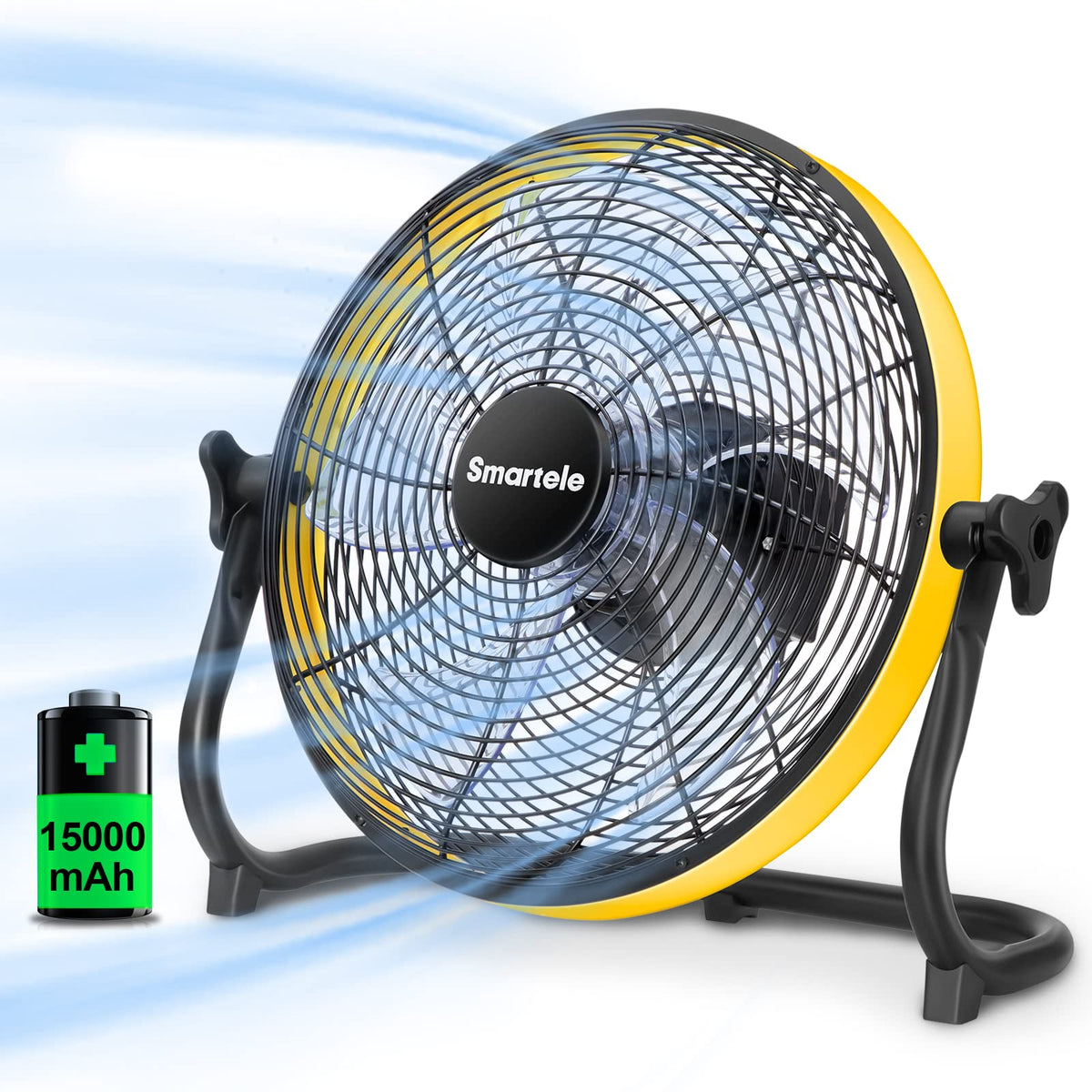Smartele Large Battery Operated Outdoor Rechargeable Camping Fan Up to 30 Hours Battery Powered Floor Fan Cordless Outdoor Battery Fan, 2 Hours Fast Charging,16 inches