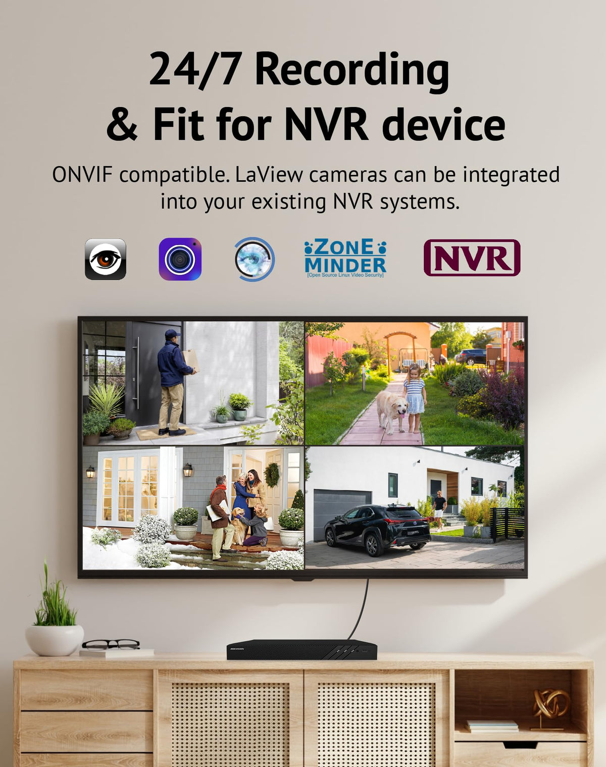 LaView Outdoor Security Cameras 3K 5MP HD,Cameras for Home Security with AI Human Detection,IP65 Waterproof,2-Way Talk,Clear Night Vision,2.4G WiFi,SD Card Slot&US Cloud Storage,Work with Alexa(4pcs)