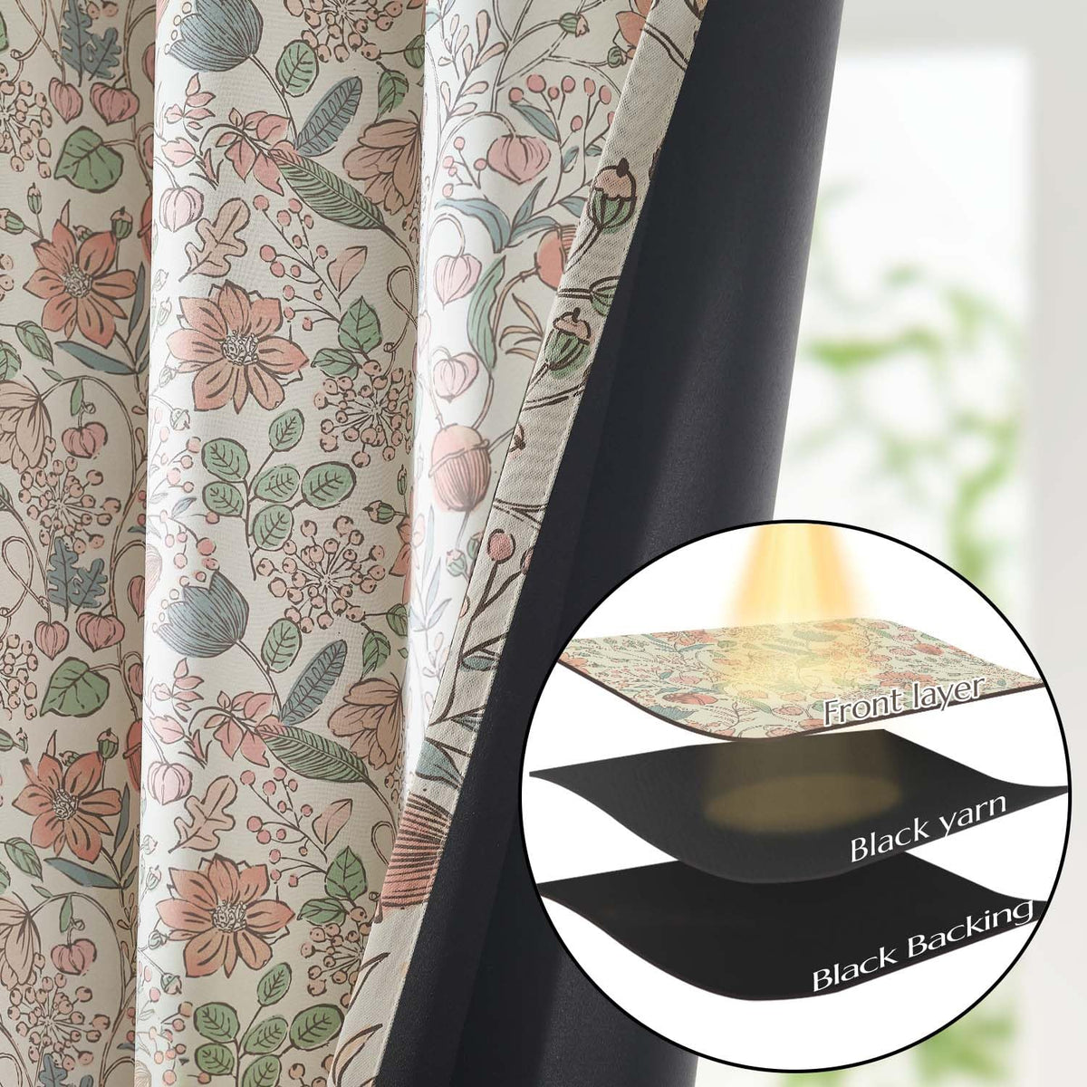 Vangao Pink Nursery Curtains for Girls Room Floral Blackout Curtains 84 Inch Length Farmhouse Drapes for Bedroom Room Darkening Flower Patterned Window Treatment for Kids Set of 2