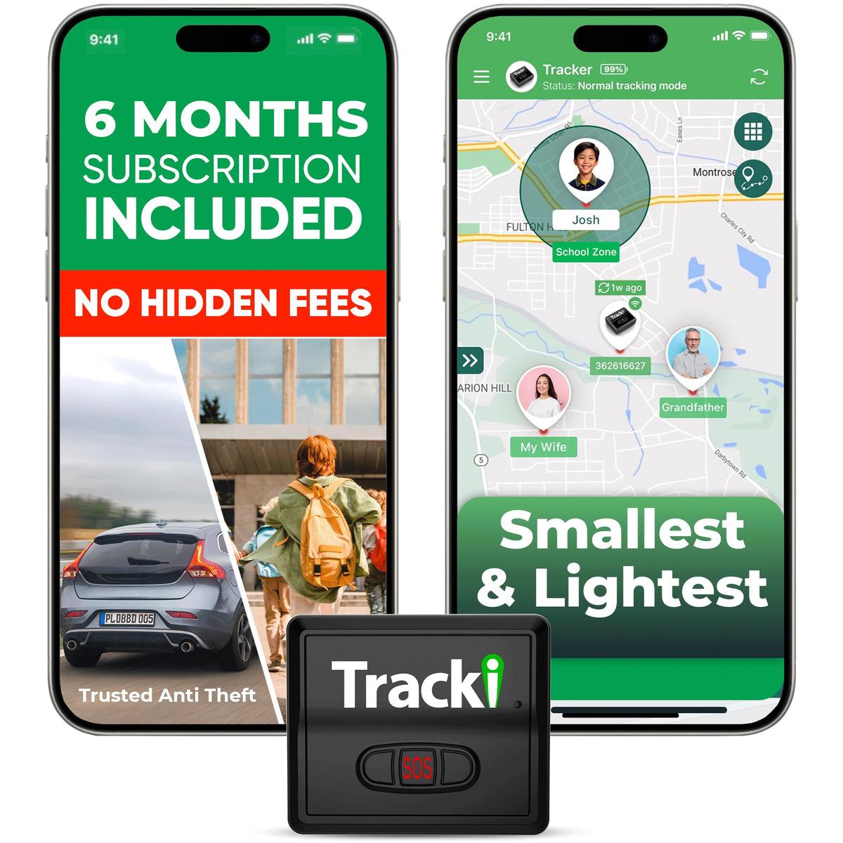 Tracki Mini GPS Tracker, 6-Month Subscription Included – Universal Compact 4G LTE Tracker for Vehicles, Bags, Luggage & Everyday Assets – SOS Button, App Alerts & 185+ Country Coverage
