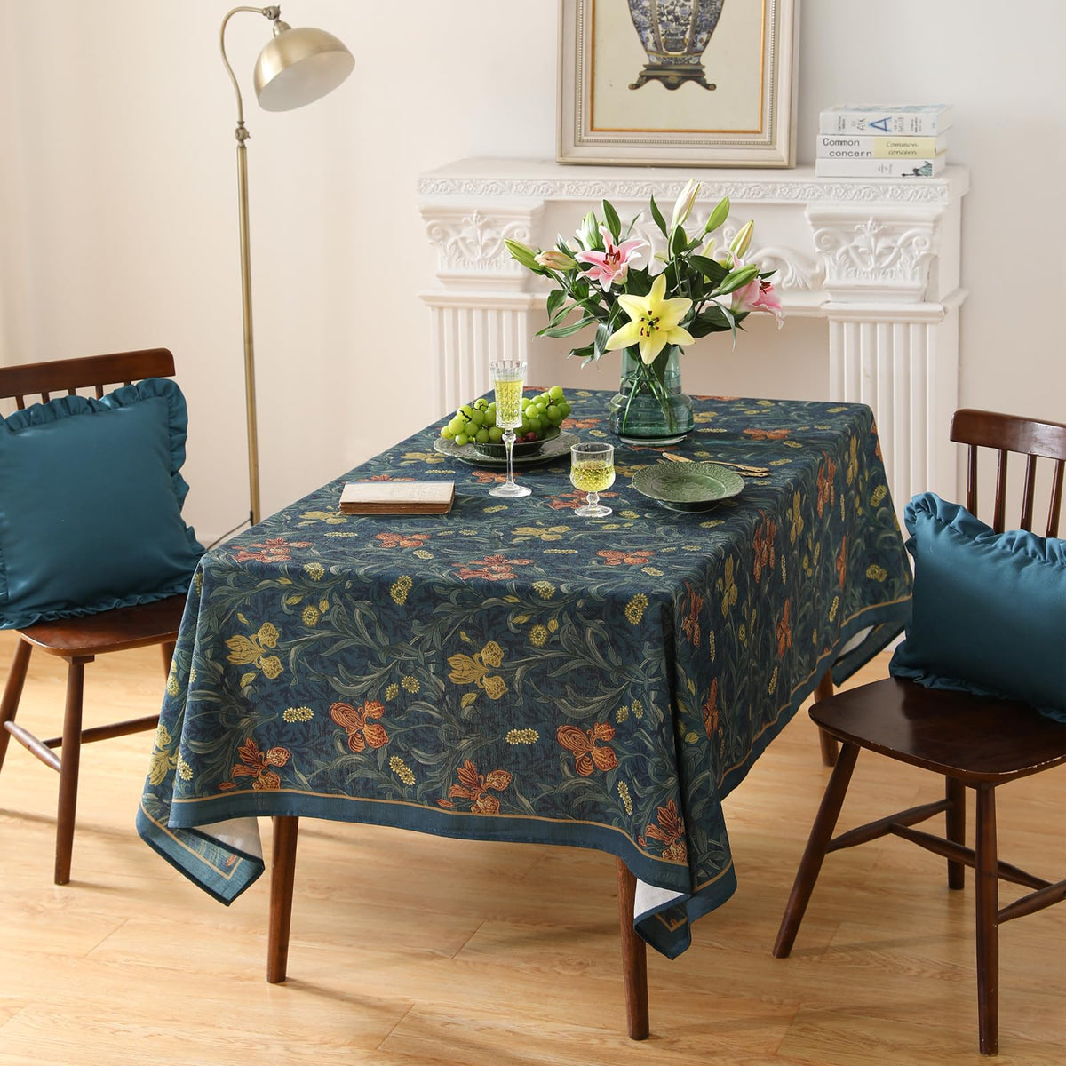 patdrea Vintage French Linen Tablecloth,Rectangular,87"*63"-HerbertC