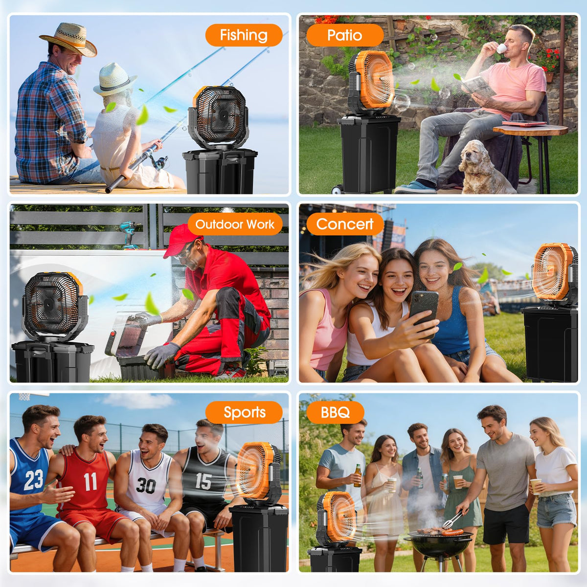 Ausic 5 Gal 12" Portable Misting Fan for Outside Patios, 30000mAh Outdoor Oscillating Rechargeable Battery Fan, Cooling Water Camping Fan with Telescopic Handle/Remote, Summer Dugout Essentials