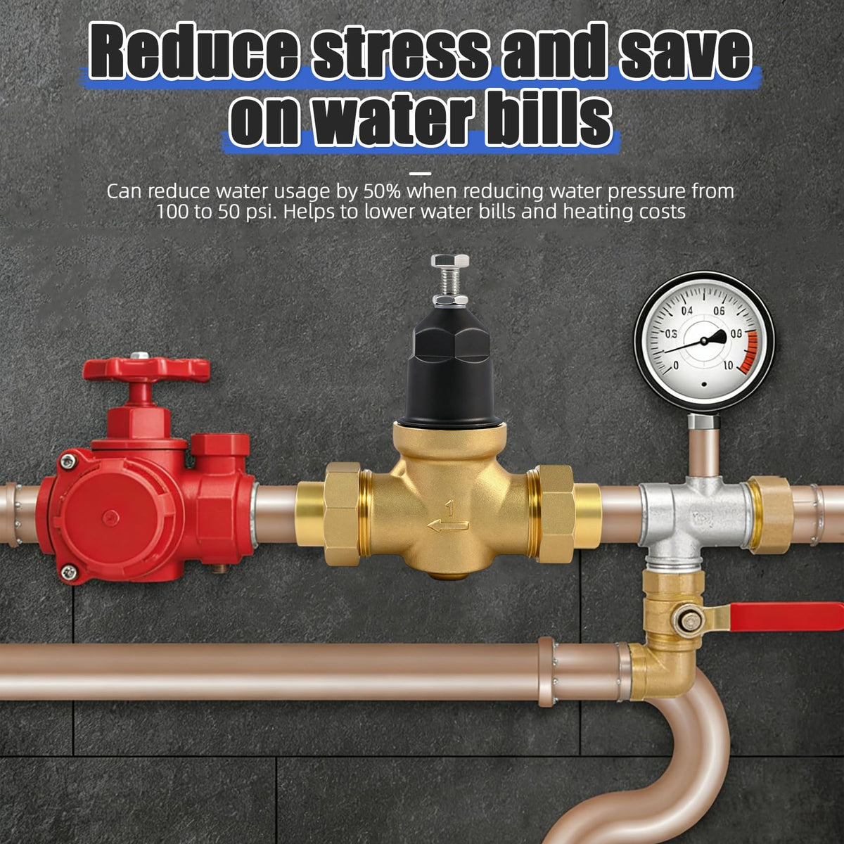 1" NR3XLDU Water Pressure Reducing Valve, 1" NR3XL with Double Union FNPT Connection，for Home & Commercial UseRegulator for Home, Built-in Strainer, 1-NR3XLDU Adjustable 15–75 PSI