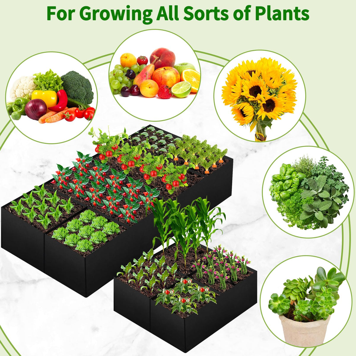 Fabric Raised Garden Bed, 6 x3 x1 FT Large Garden Grow Bags Rectangle Breathable Planting Containers with 4 Grids Reusable Heavy Pot Garden Tools for Vegetables Flowers Plants(128 Gallon Vol.)