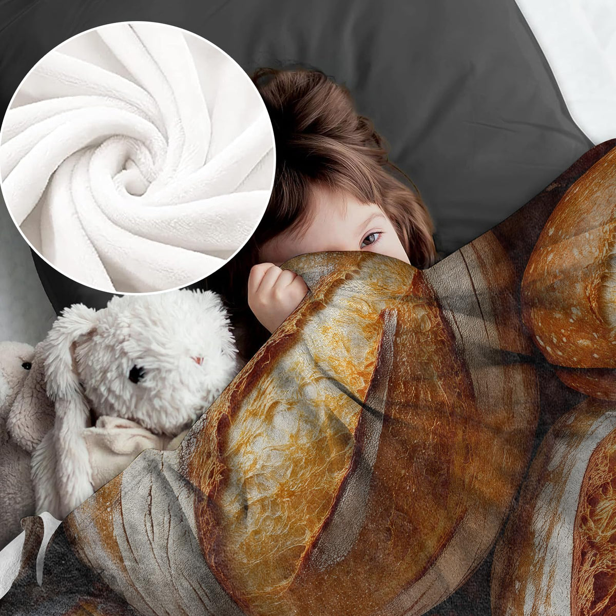 Bread Blanket for Women Adults, Flannel Bread Blankets Gifts, Bread Throw Blanket for Sofa Bed Living Room Soft Warm Cozy Bread Decor 50" x 60"