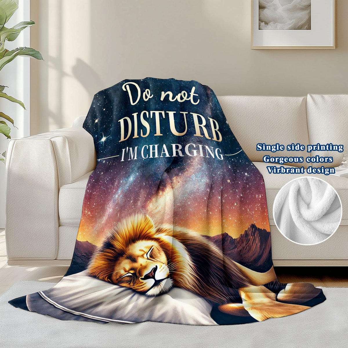 keepitcozi Lion Throw Blanket for Adult Kids, Lion Lovers Gifts Blanket Cute Animal Home Room Decor, Flannel Soft Blanket for Bed Couch 50"x60"
