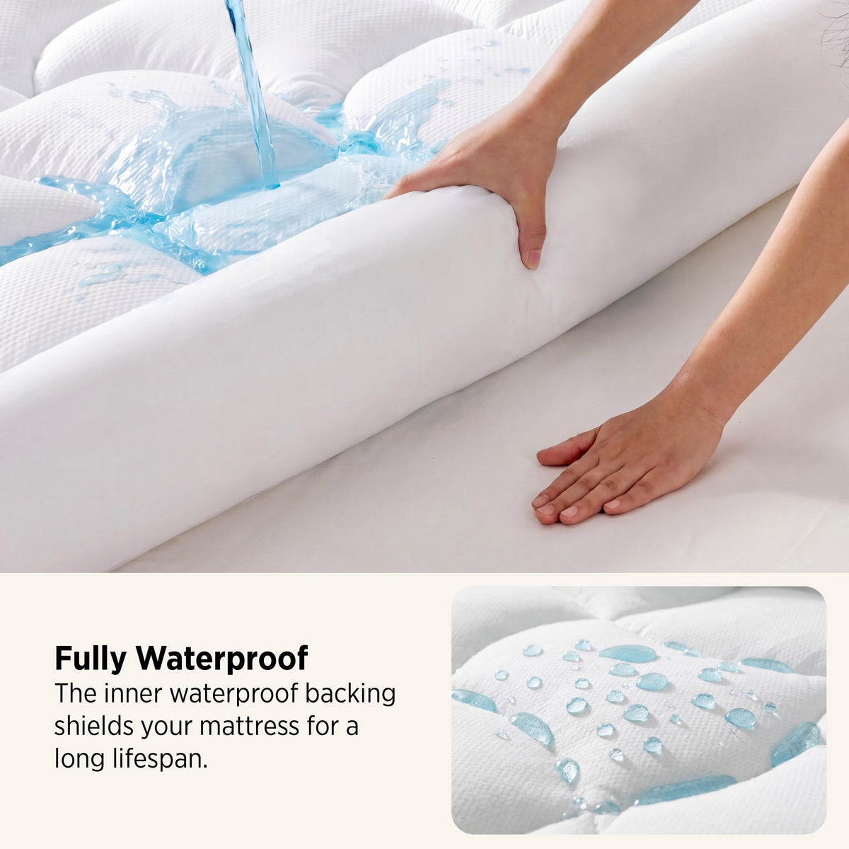 Bedsure Twin XL Mattress Topper - 800 GSM Waterproof Mattress Topper for College Dorm Room Essentials with 8-21 Inches Deep Pocket, Pillow Top Twin Extra Long Bed Pad Fitted for Bedroom - White