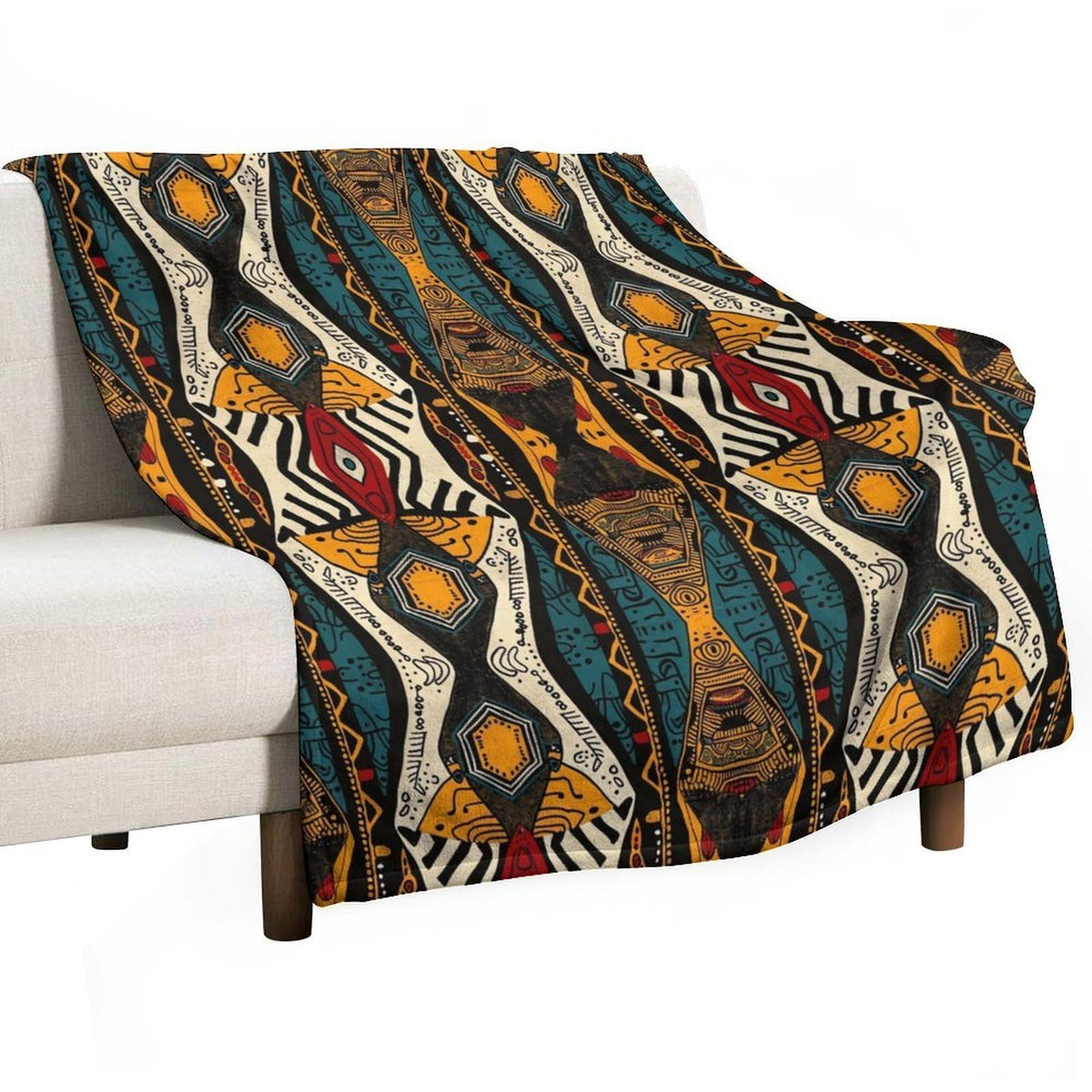ZhiRain African Tribal Throw Blanket Ethnic Style Totem Geometric Pattern Blanket for Sofa Bed Couch Chair Or Dorm 50"x60"