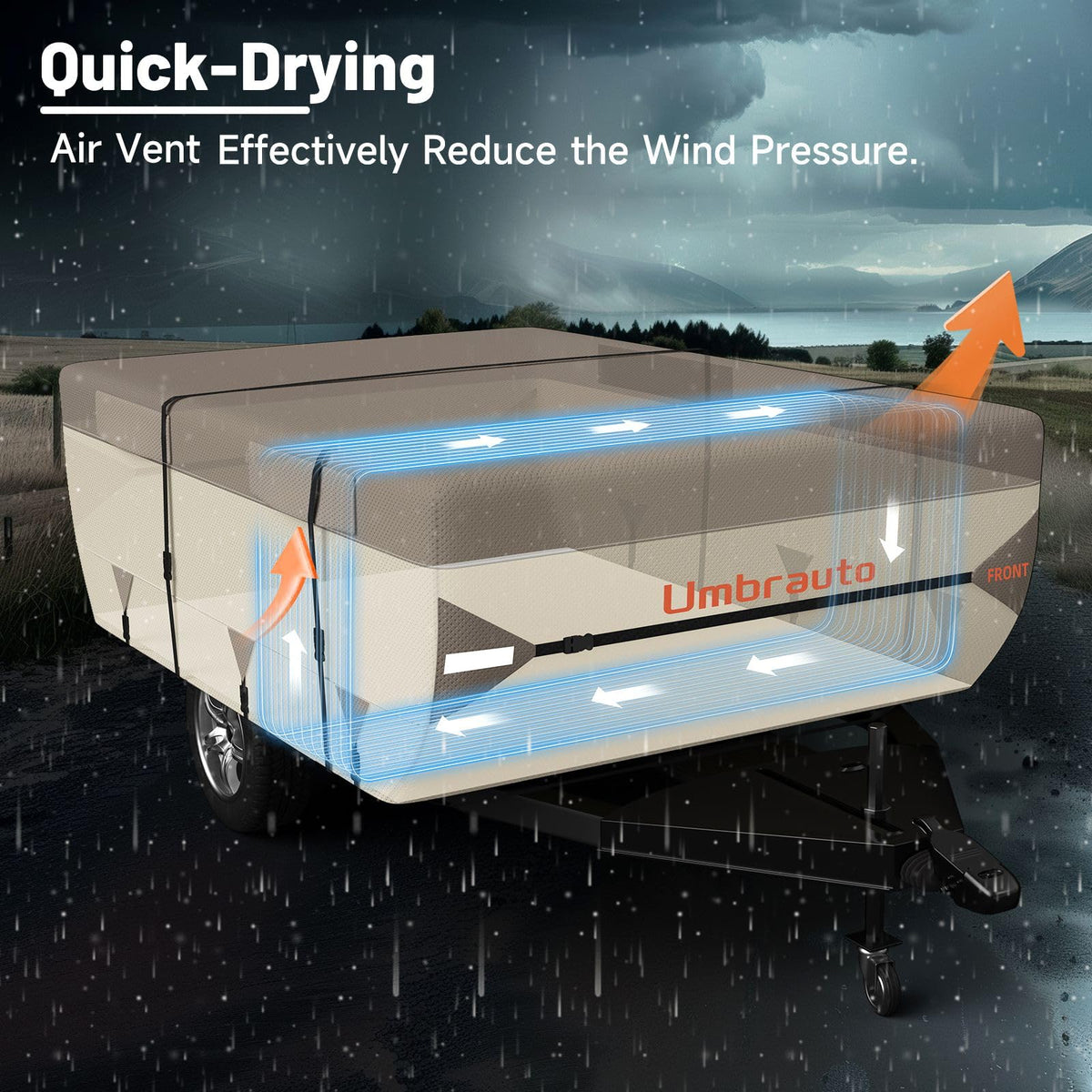 Umbrauto Pop Up Camper Cover for 18'-20' Folding Tent Trailer – 9-Layer Top, 3-Layer Side, Waterproof, Windproof, Sun-Resistant, Heavy-Duty Cover for All-Weather Protection