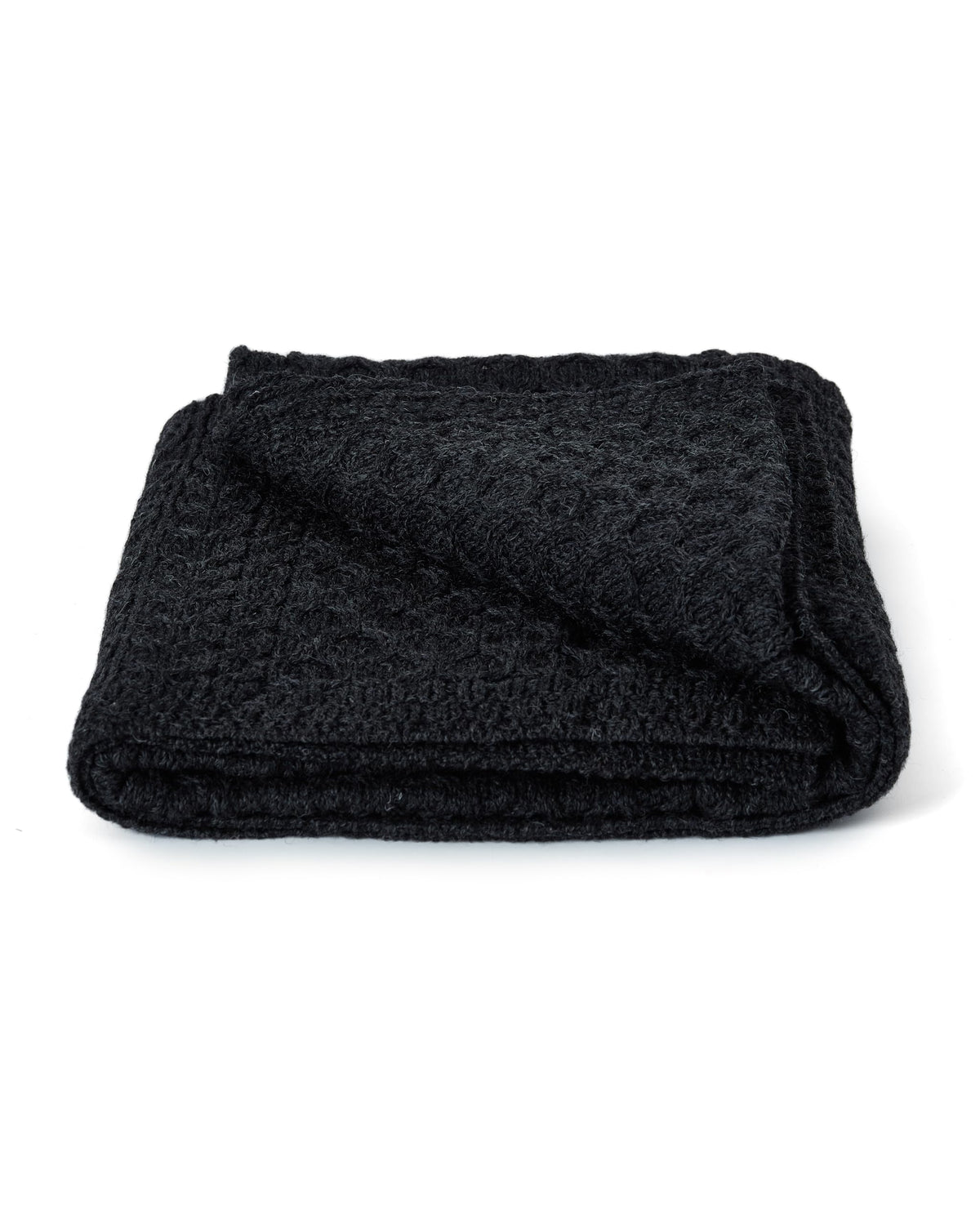 Aran Woollen Mills Irish Wool Blanket, 100% Worsted Wool, Traditional Aran Cable Knit Couch Throw, Authentic Irish Blanket Made in Ireland, Charcoal, 36" x 60"