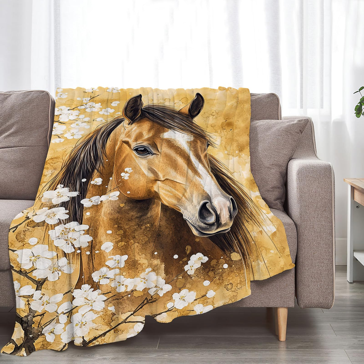 Baegopa Horse Blanket Gifts for Girls Horse Stuff Throw Blanket Cozy Plush Fleece Flannel Animal Flower Blankets for Lovers Decor Boys Women Men 50"X40"