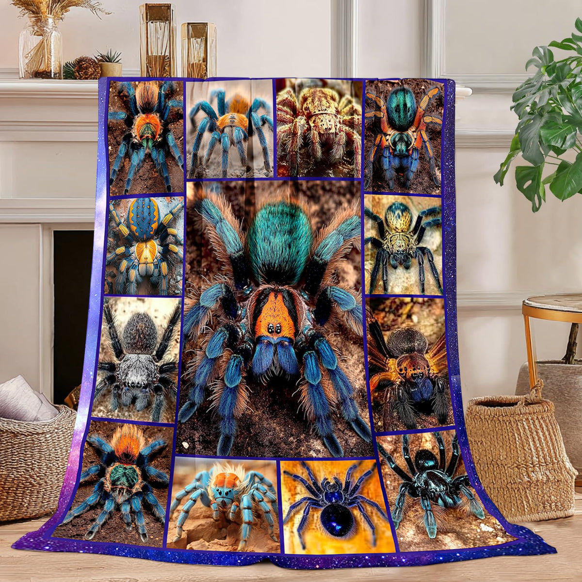 Spider Blanket Spider Decor Cozy Animal Throw Super Soft Plush Flannel Fleece Blanket Gift for Kids Adults Men Women Ultra Warm & Lightweight Flannel, 60"X50"