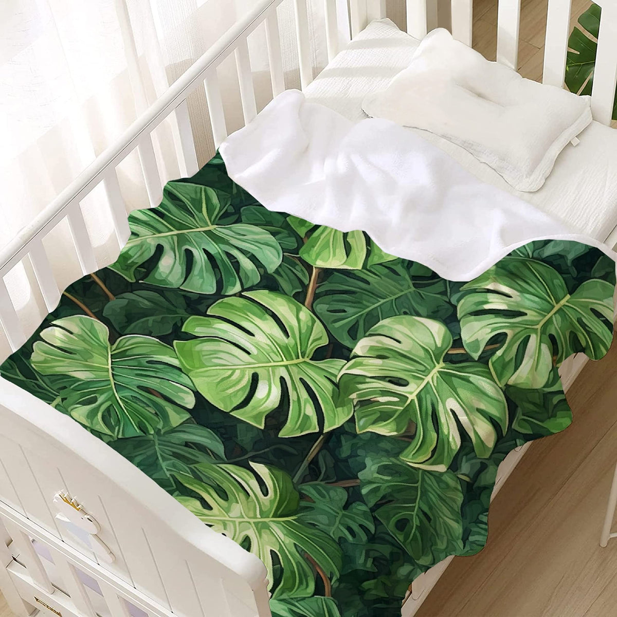 Tropical Plant Palm Leaves Blanket Soft Cozy Throw Lightweight Microplush Blankets for Couch Bed Sofa All Season Warm-50 in x 40 in Small for Kids