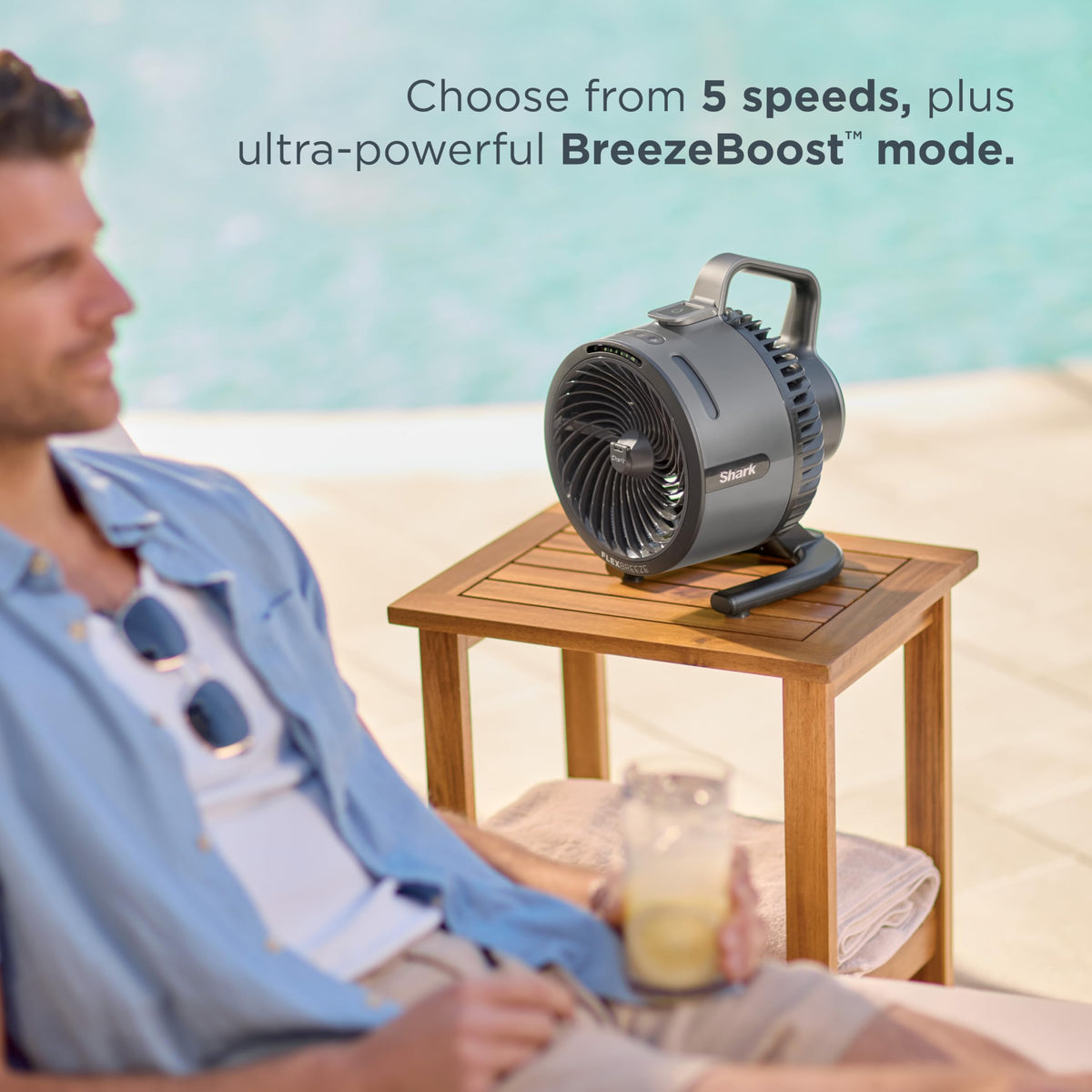 All-New Shark FlexBreeze HydroGo Pro Fan, Indoor & Outdoor Powerful Cooling Fan with Dry-Touch Mist, Portable Cordless & Corded, Long Battery Runtime, 5 Speeds, Sky, FA056BL (2026 Release)