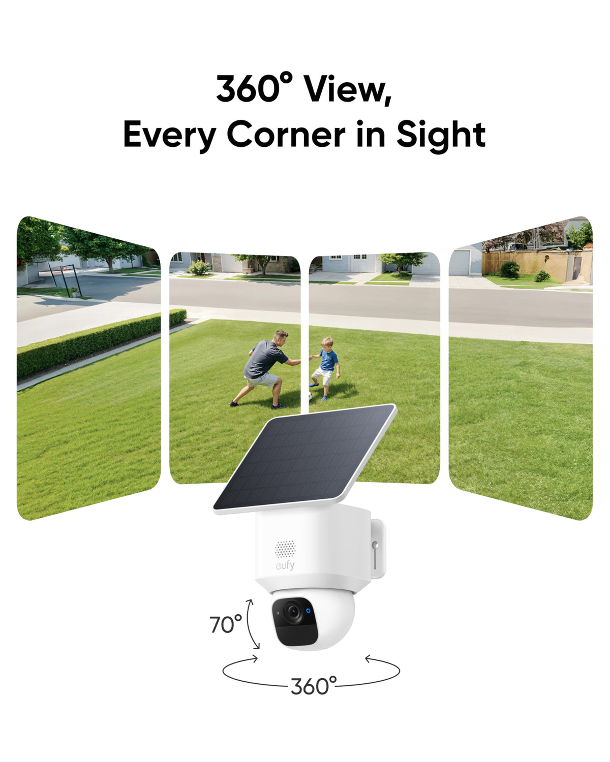 eufy Security SoloCam E30, Security Cameras Wireless Outdoor, Solar Camera Outdoor Wireless, 360° Pan, AI Tracking, 2K Clarity, No Monthly Fee