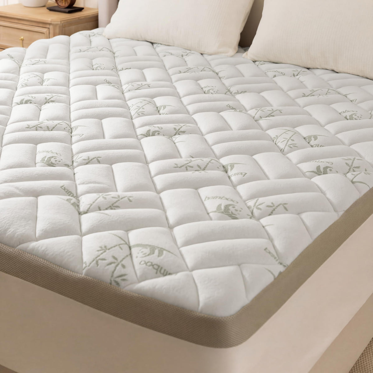NEWDECO King Size Mattress Topper Cooling Viscose Made from Bamboo Thick Support Pillow Top Mattress Pad for Back Pain Relief Soft Breathable Mattress Cover with 8-18” Deep Pocket (Gray, King)
