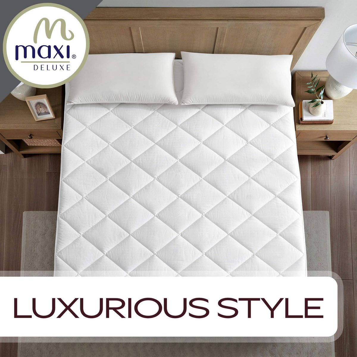 Maxi Full Size Mattress Pad - Luxurious Cotton Sateen Mattress Protector - Soft, Comfortable, and Breatheable Mattress Cover - Mattress Pad Protects Mattress from Dust, Dirt, Spills, and Stains.