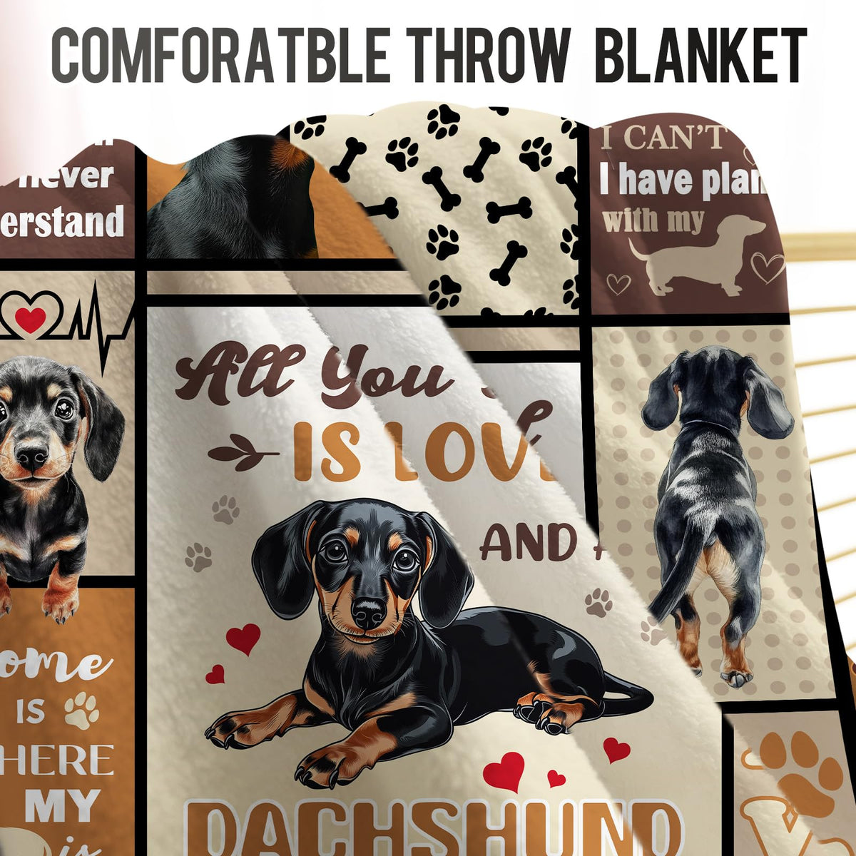 Dachshund Gifts for Women, 60"x50" Dachshund Blanket Gifts for Kids, Wiener Weiner Dog Gifts for Women Dachshunds Lovers Birthday, Soft Flannel Weiner Dog Throw Blanket Decor for Couch