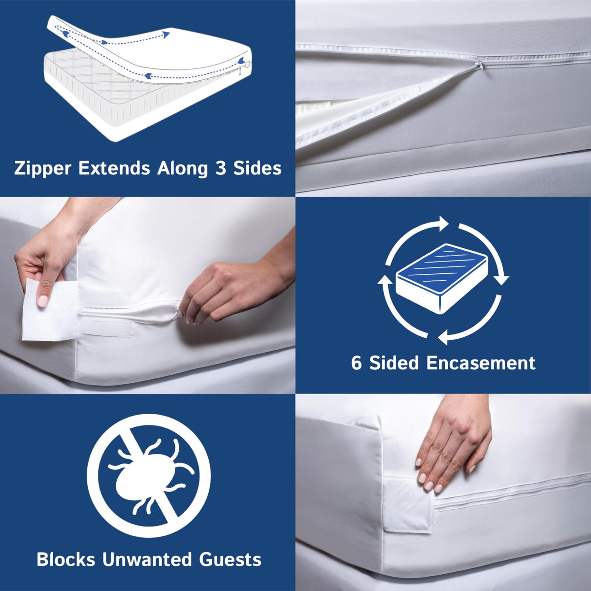 King Size Mattress Protector Waterproof Zippered Cover - Deep Pocket Fits up to 20" Depth - Hypoallergenic Premium Quality Encasement Protects Against Dust