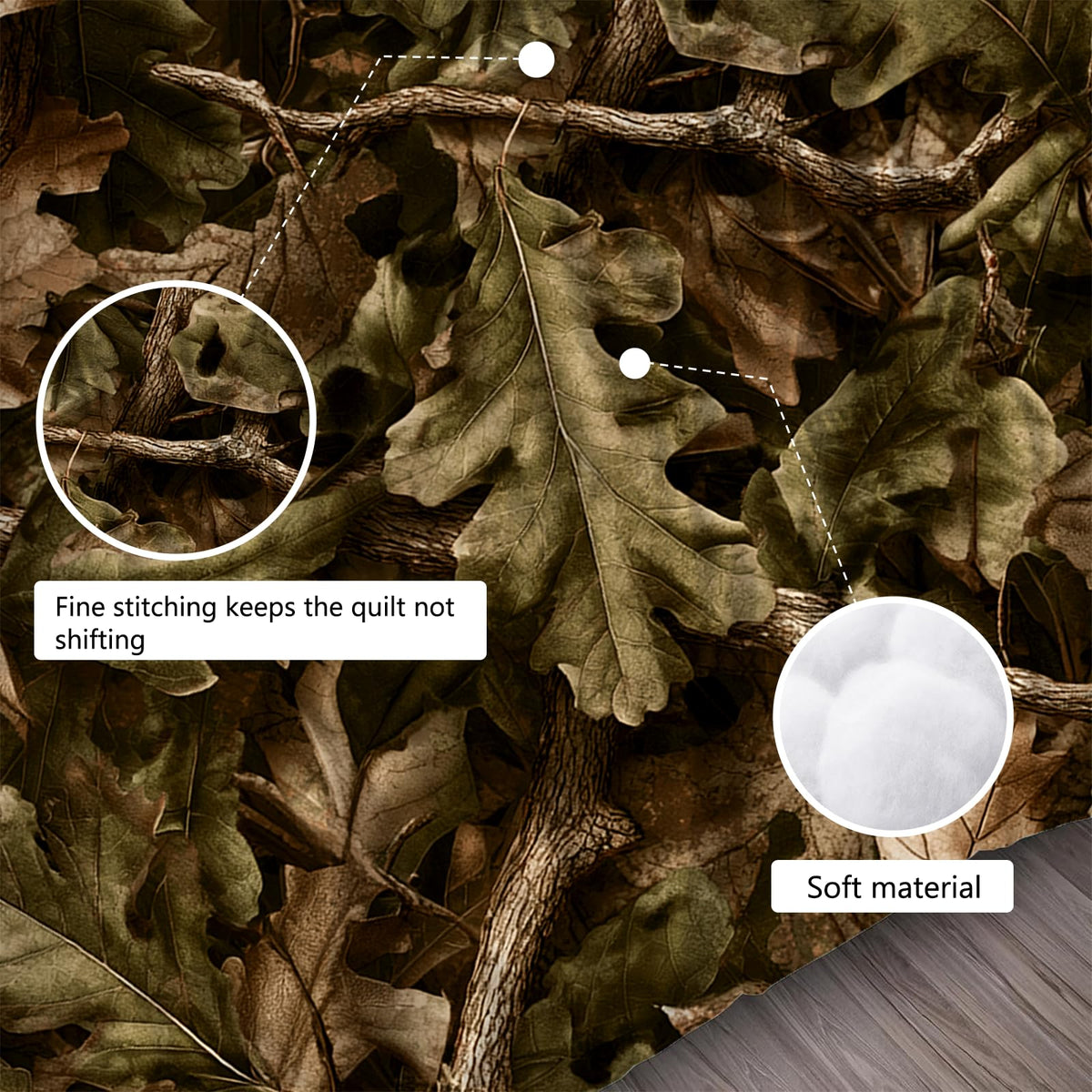 EDGZKO Brown Camo Comforter Set, Queen Size Camouflage Bedding Set for Kids Teens Adults, Rustic Tree Leaves Quilt DuvetBreathable Bed Set, Woodland Bedroom Decor 1 Comforter & 2 Pillowcases