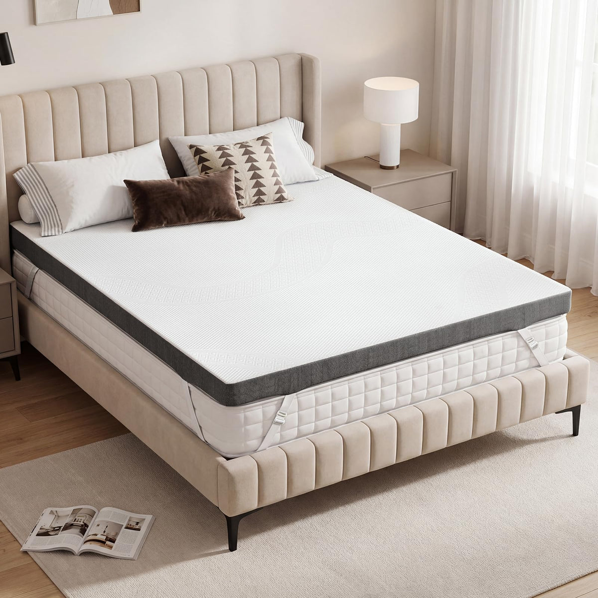 Vipbear Extra Firm Mattress Topper Twin: 3 Inch High Density Bed Topper，Extra Support for Pain Relief，Breathable Washable Soft Cover with Anti-Slip Straps，CertiPUR-US Oeko-Tex Certified 38"x 75"
