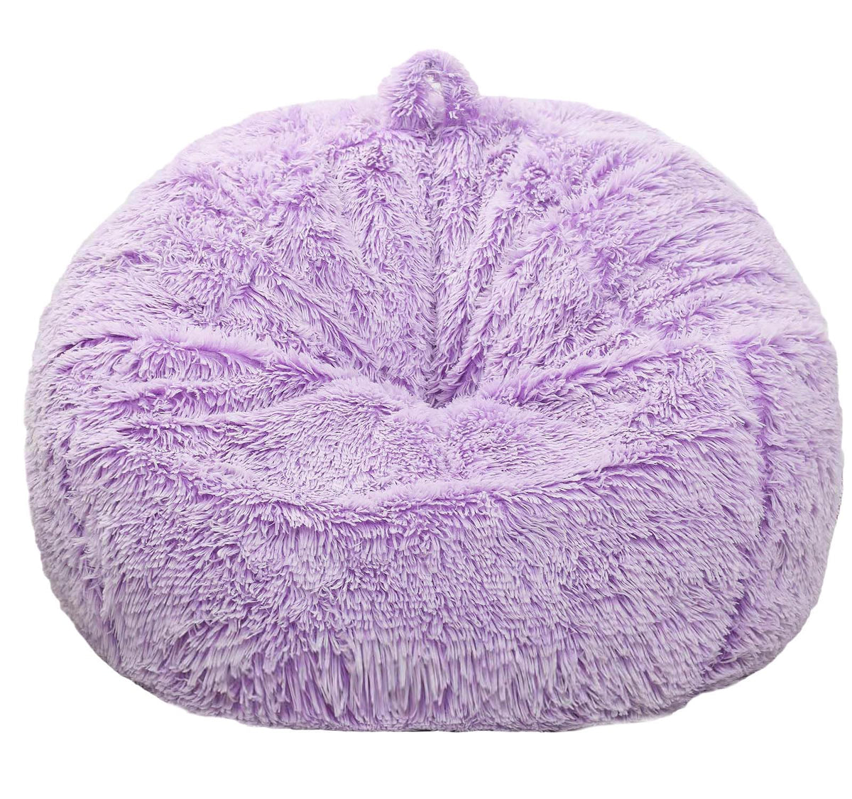 Fluffy Bean Bag Chair for Kids, 2.5FT Round Memory Foam Filled Bean Bag for Teens & Kids, Ultra Soft Faux Fur Fabric Bean Bag Chairs for Playroom, Living Room, Bedroom, Lavender