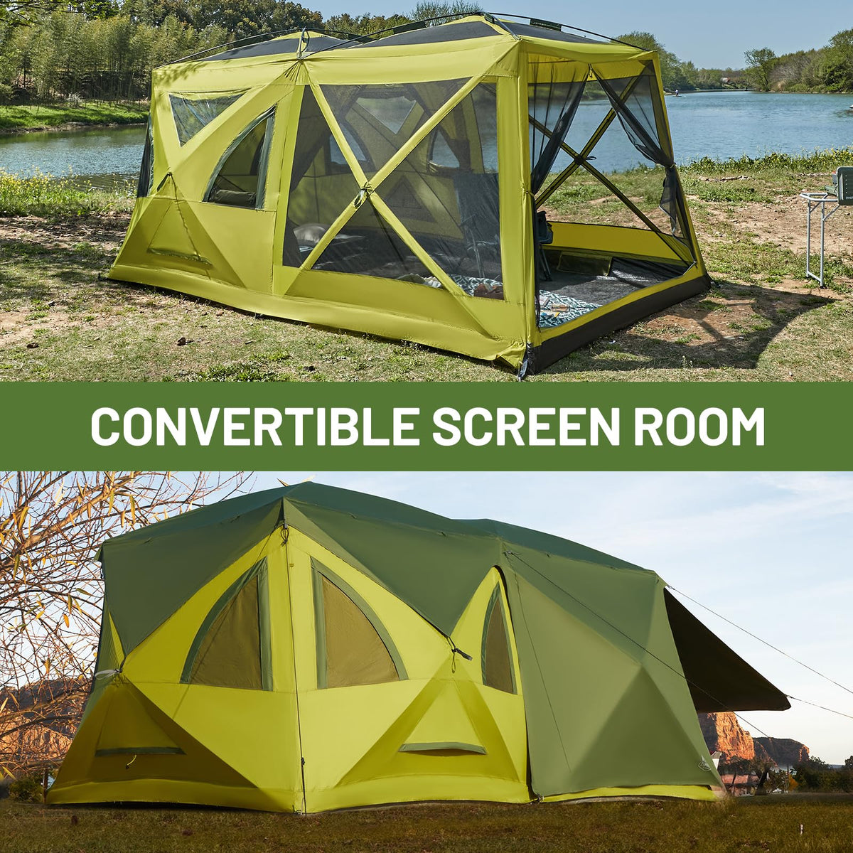 Timber Ridge 8 Person Instant Pop Up Cabin Tent, Easy 90 Second Setup, Weather Resistant Camping Family Hub Tent with Rain Fly and Carry Bag for Outdoor Camping