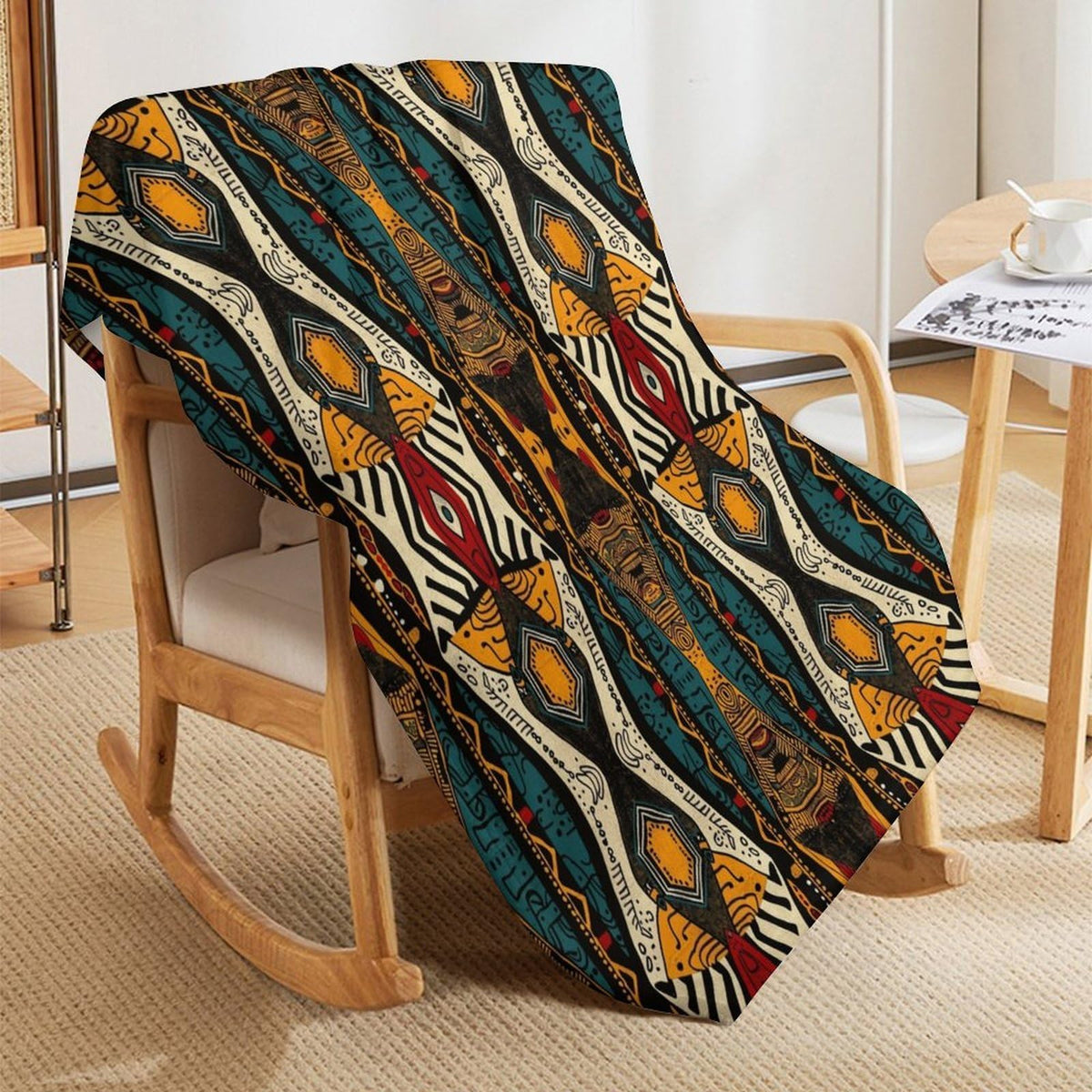 ZhiRain African Tribal Throw Blanket Ethnic Style Totem Geometric Pattern Blanket for Sofa Bed Couch Chair Or Dorm 50"x60"