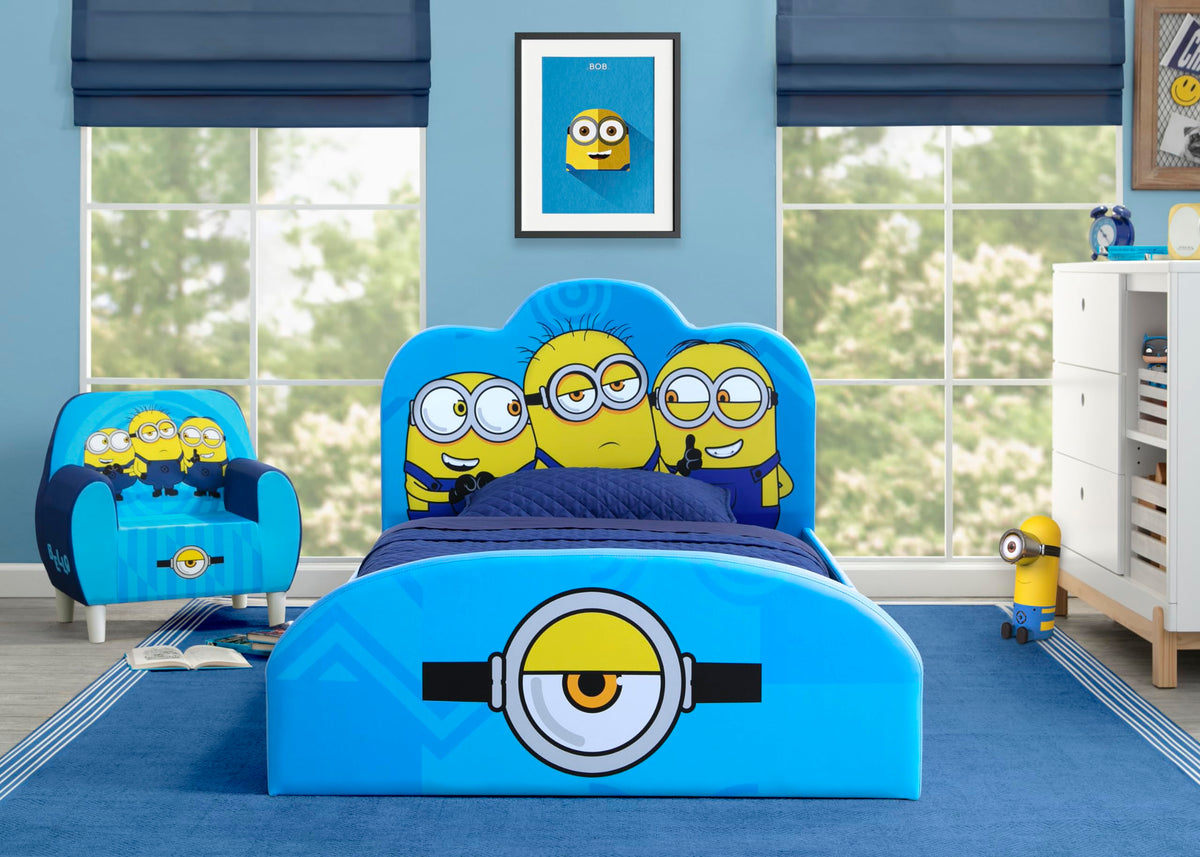 Delta Children Minions Upholstered Twin Bed, Blue