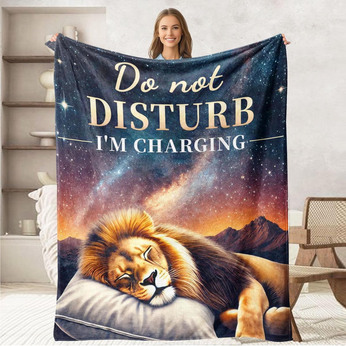 keepitcozi Lion Throw Blanket for Adult Kids, Lion Lovers Gifts Blanket Cute Animal Home Room Decor, Flannel Soft Blanket for Bed Couch 50"x60"