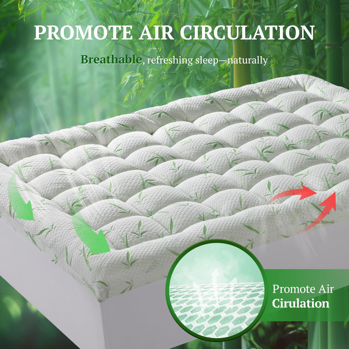 LIANLAM Mattress Topper Twin Size - 1500GSM 3D+7D Down Alternative Fill 3 in Pillow Top Mattress Pad, Viscose Made from Bamboo Cover, Extra Firm for Back Pain, 6"-18" Deep Pocket (39"x75")