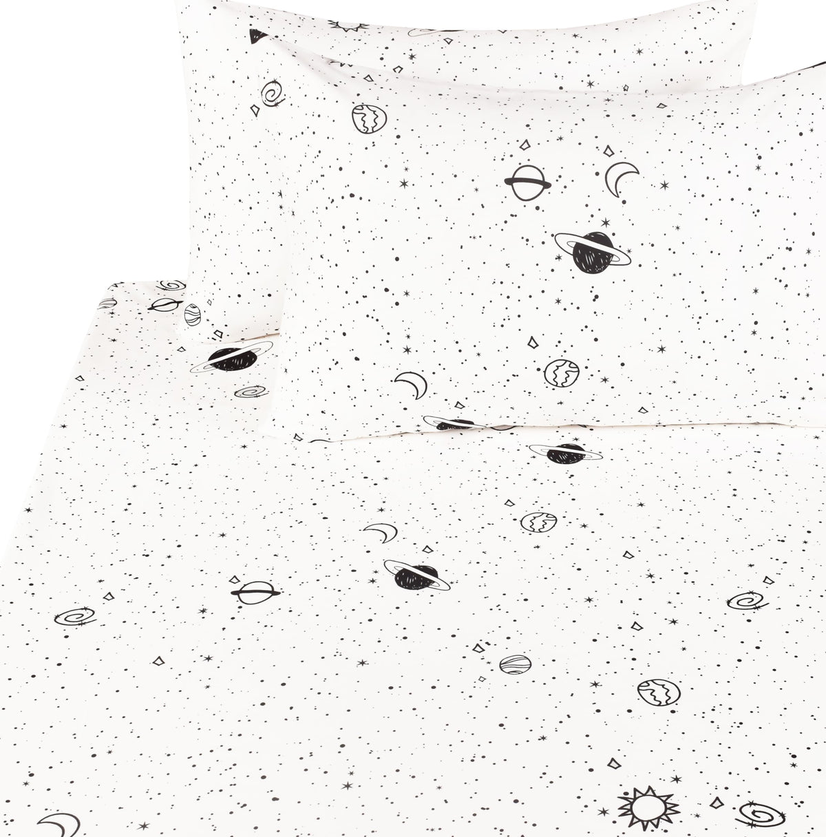 Scientific Sleep Starry Galaxy Solar System 100% Cotton 4 Pcs Full Bed Sheet Set Kids Toddler Teen, Flat Sheet & Fitted Sheet & Pillowcase Boys Girls Bedding Set (Galaxy, Full)