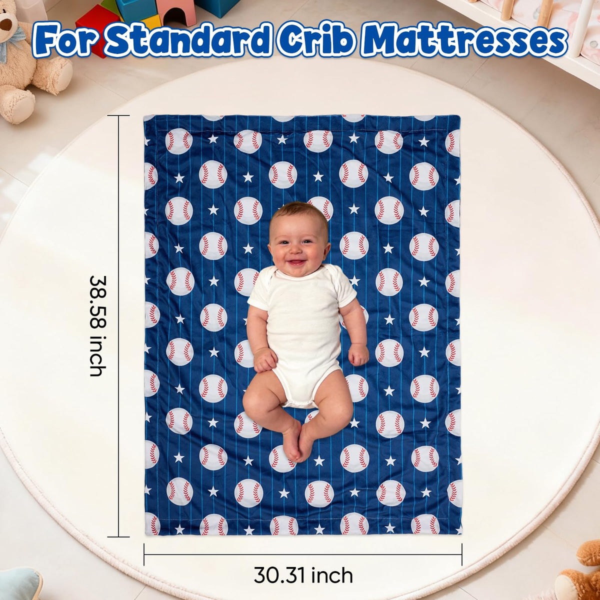 Baby Blanket for Boys Girls Super Soft Double Layer Minky with Dotted Backing Cute Cow Crib Receiving Blanket Bed Throws for Newborns Nursery Stroller Toddler 30 x 40 Inch (Blue Soccer)