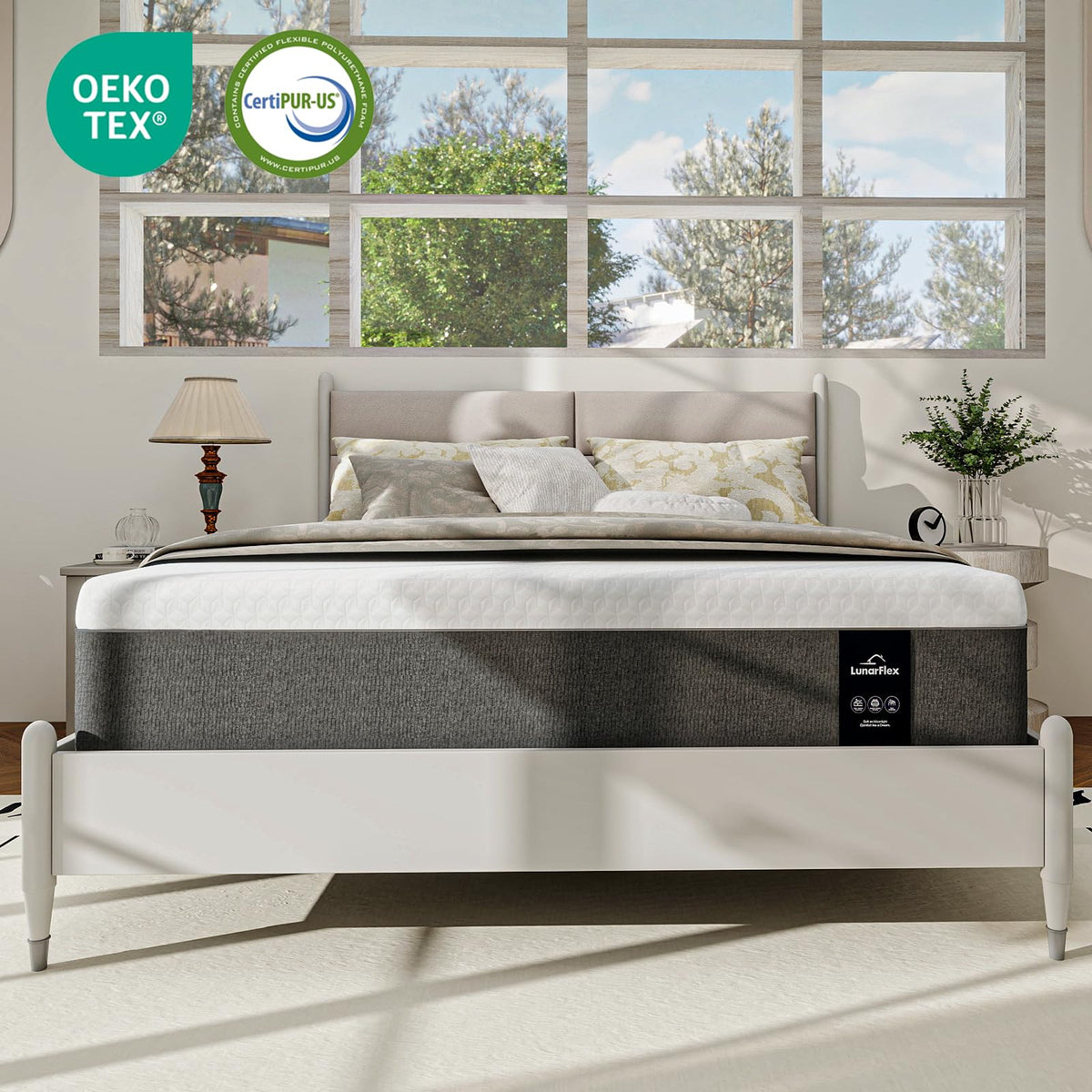 Lunarflex Twin 12 Inch Memory Foam Mattress in a Box, Ice Silk Cooling Cover, Medium Soft Feel, Pressure Relief & Motion Isolation, Cooling Bed Mattress