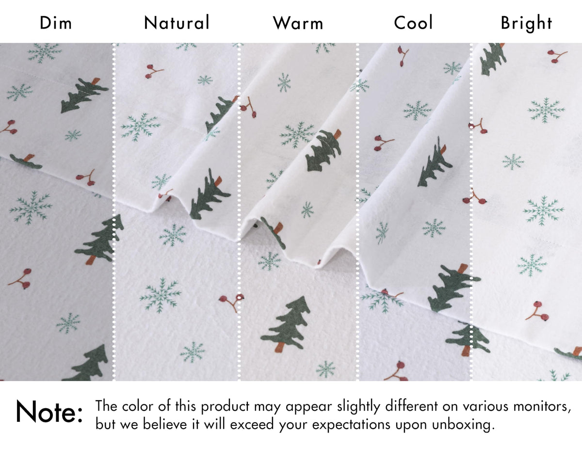 RUVANTI Flannel Sheets Queen Size - 100% Cotton Double Brushed Bed Sheets, Deep Pockets 16 Inches Queen Sheet Set, All Seasons Breathable & Extra Soft - Warm & Cozy, 4 Piece, Berry & Pine