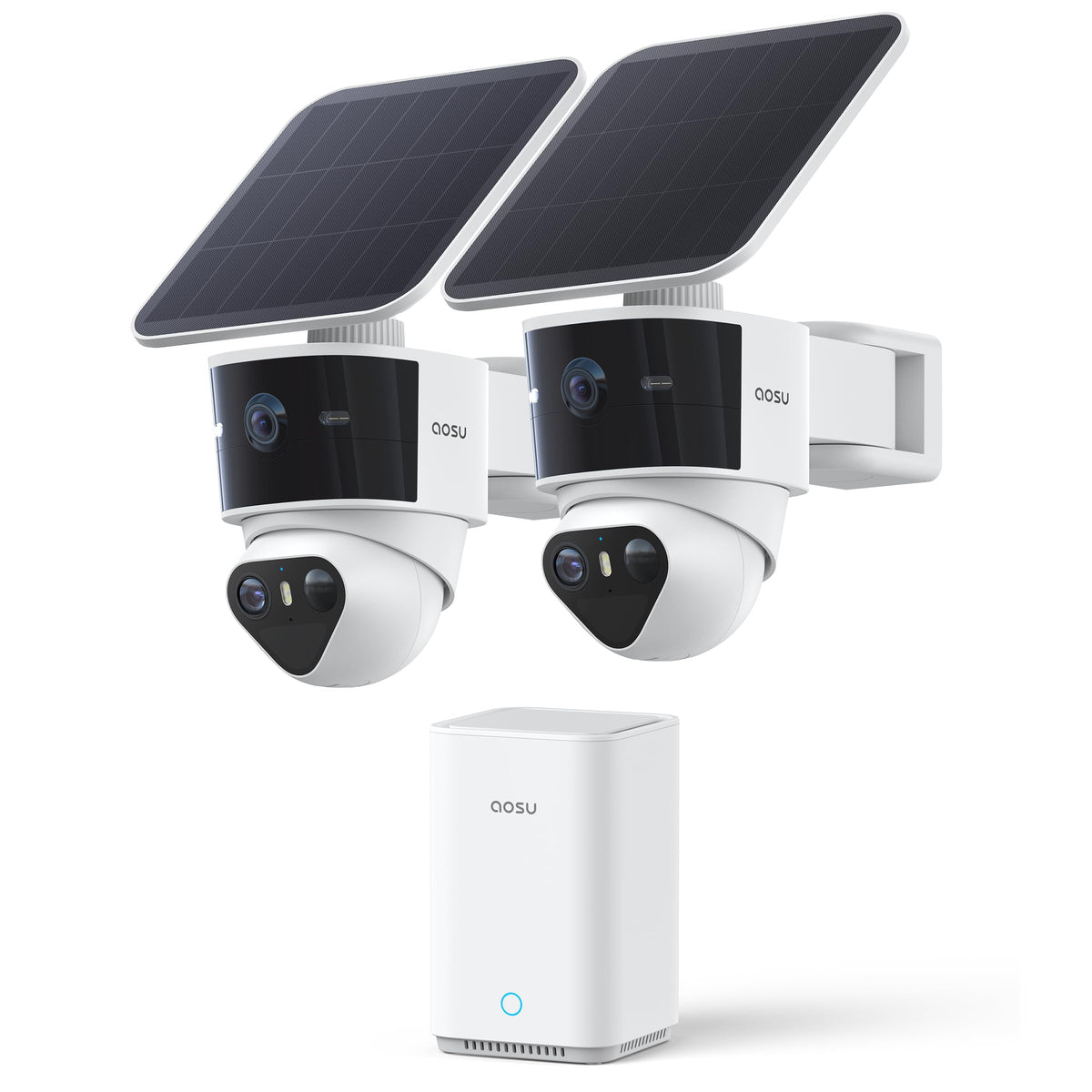 aosu T2 Pro Solar Security Cameras Wireless Outdoor, 2 Cam Kit, 3K Dual Cam No Blind Spot Security Camera for Home, 170° Wide + 360° PTZ, AI Tracking, 8X Zoom, Expandable 1TB Local Storage